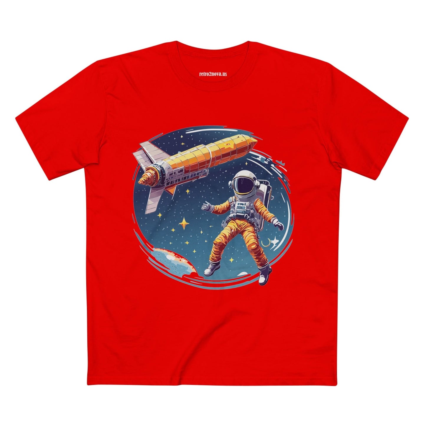 Cosmos Astronaut Shirt Unisex Premium Cotton Tee With Original Art Print By Retro2Nova