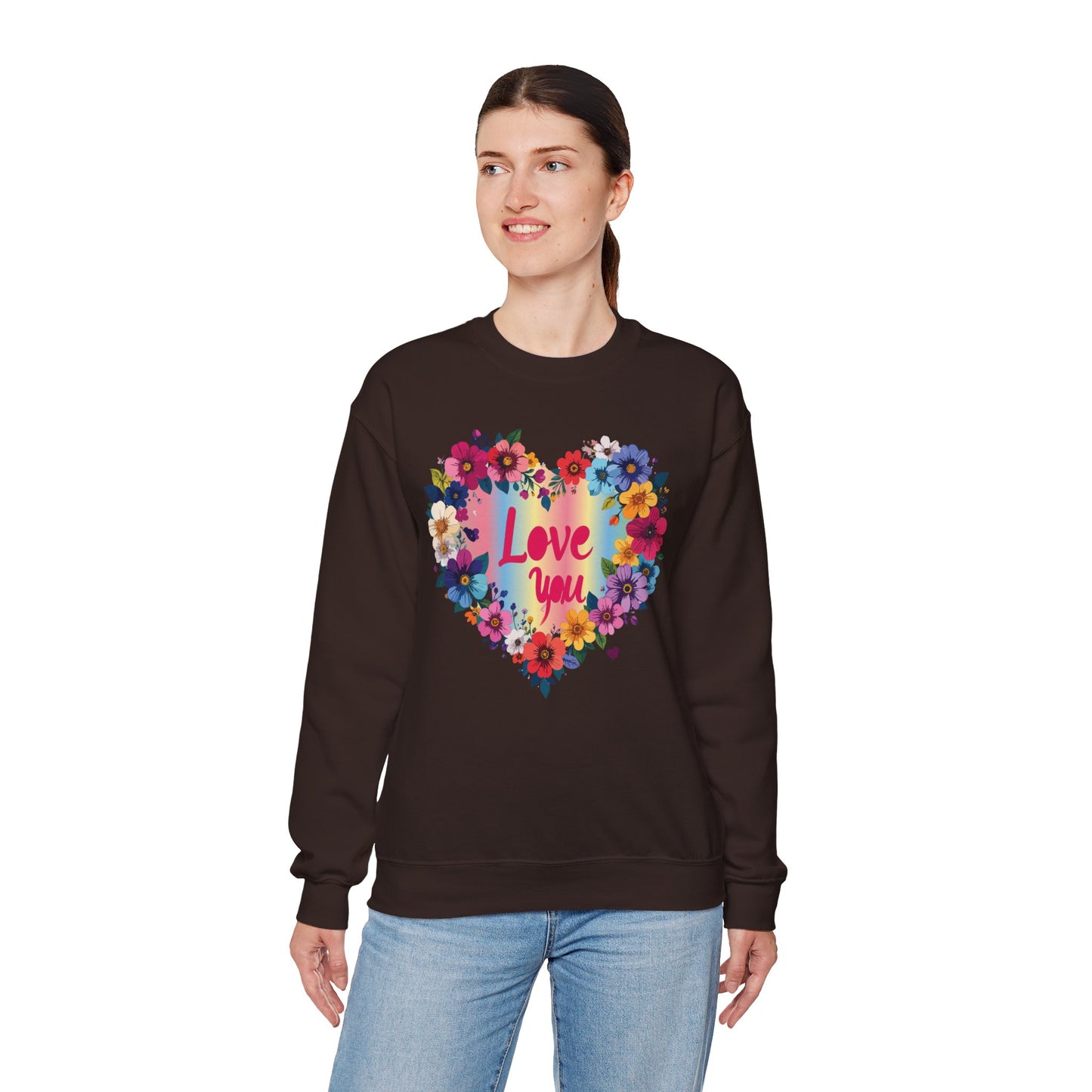 Floral Love You Heart Sweatshirt, Floral Heart Sweatshirt, Floral Love Sweatshirt, Valentine's Day Sweatshirt, Floral Sweatshirt 111