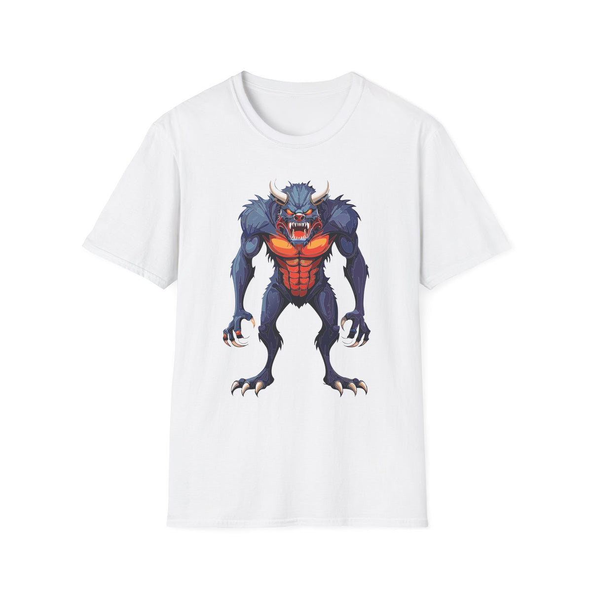 Werewolf Monster T-Shirt — Fierce Halloween Creature Cartoon Graphic Tee Unisex 100 Cotton Gildan T-Shirt