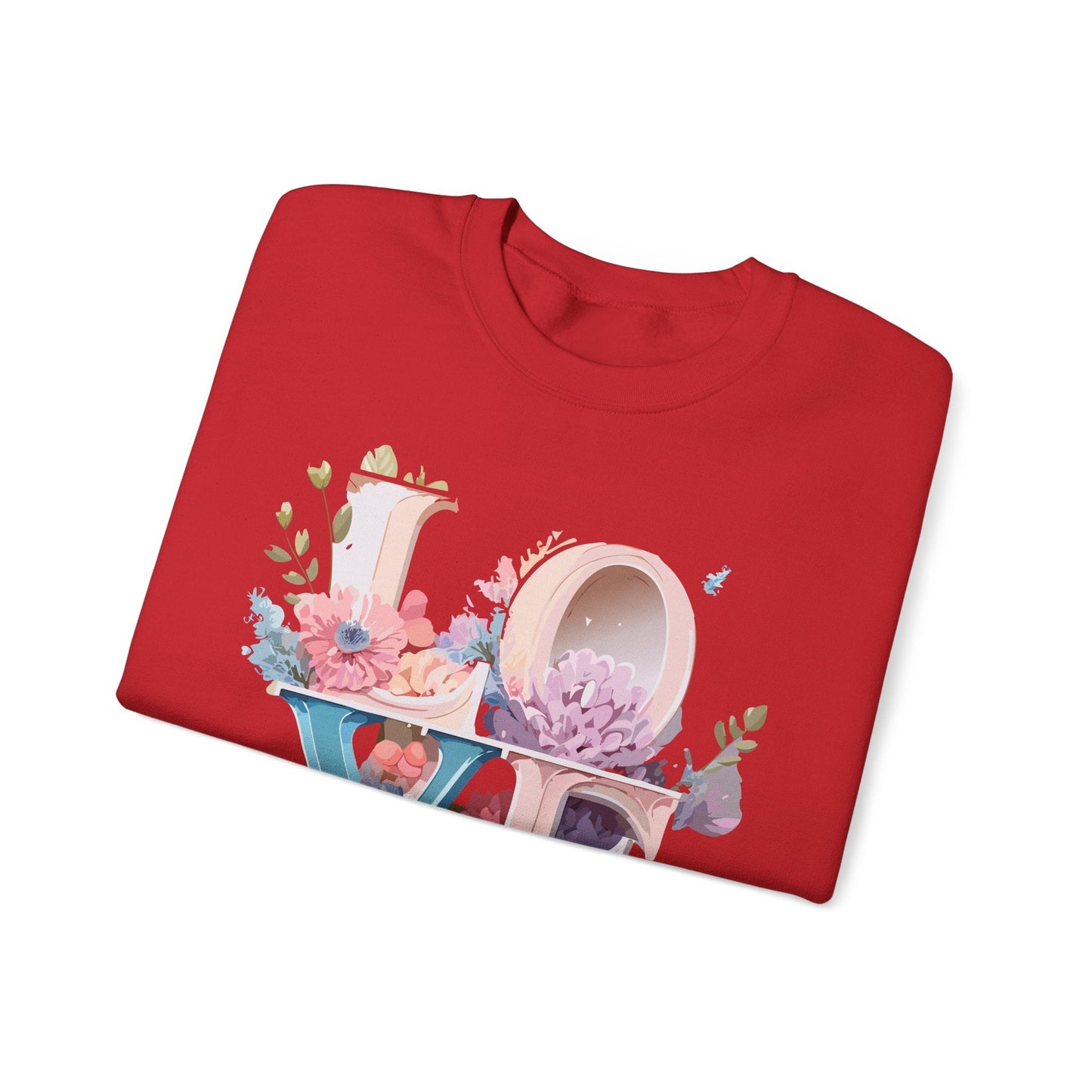 Floral Love Sweatshirt Valentines Day Sweatshirt Love Flower Unisex Crewneck Sweatshirt
