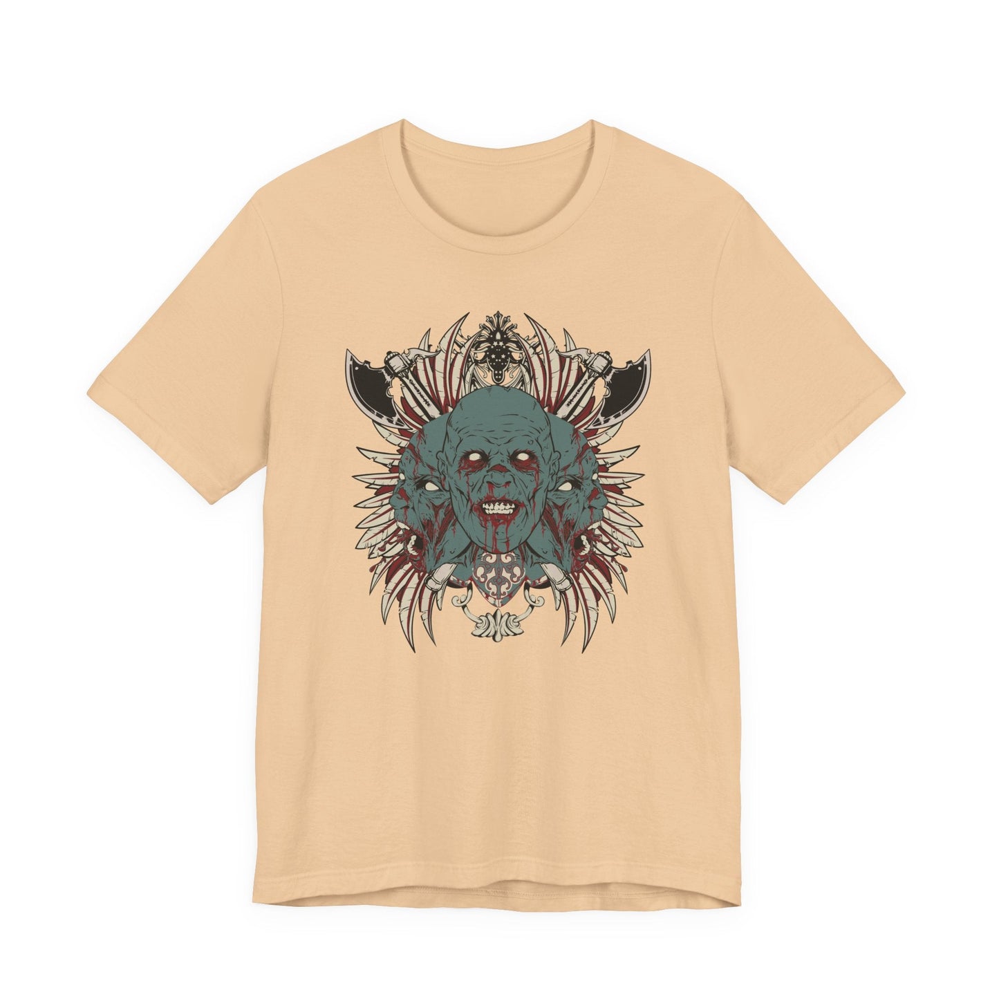 Zombie Skull Mandala T-Shirt Horror Graphic Tee, Gothic Skull Art-54-2