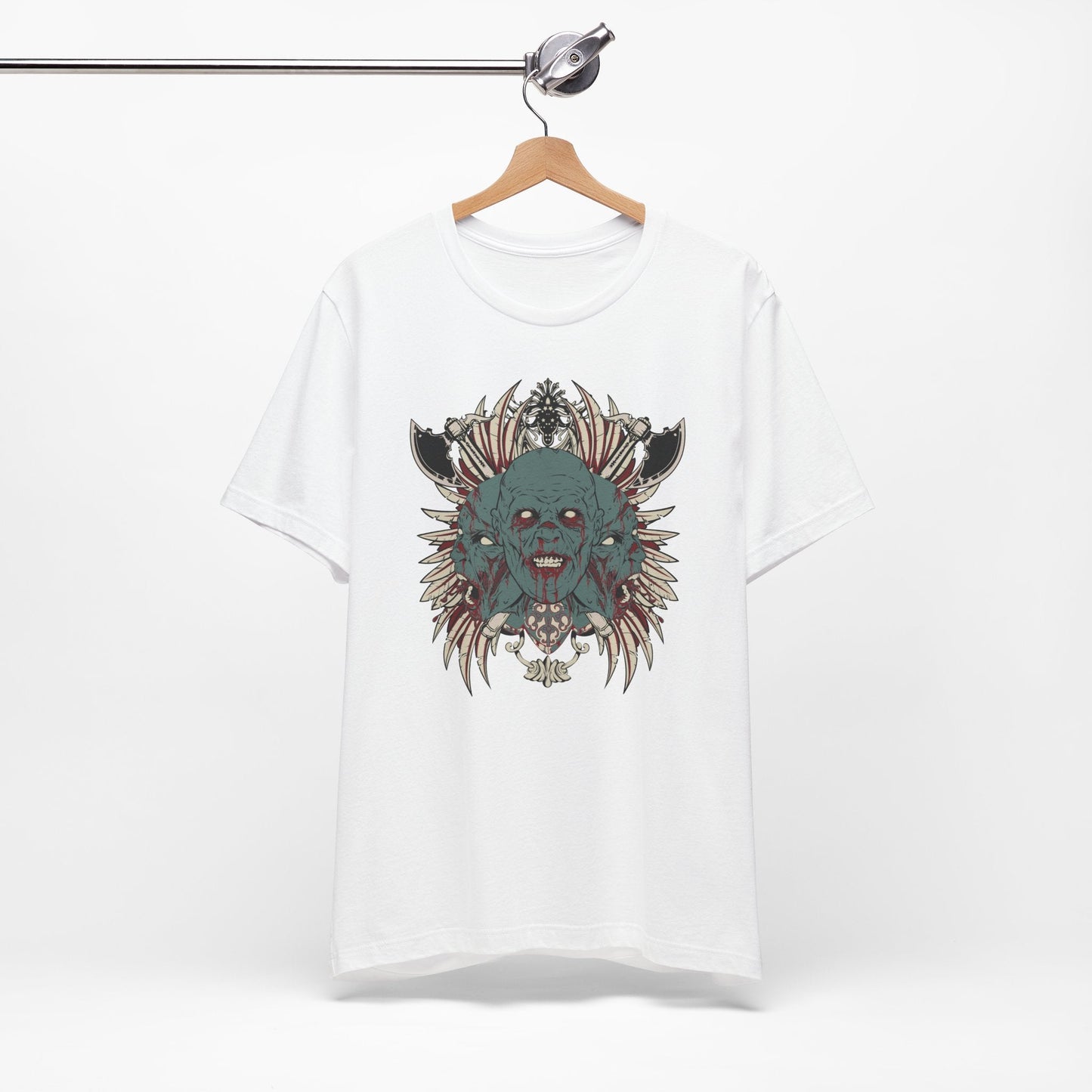 Zombie Skull Mandala T-Shirt Horror Graphic Tee, Gothic Skull Art-54-2