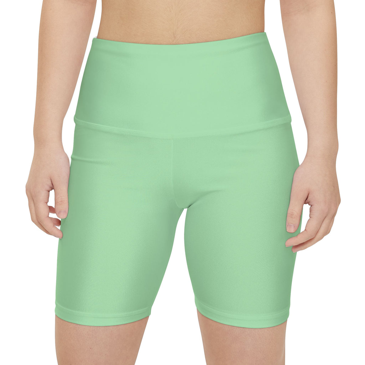 Celadon Green Women's Workout Shorts — Mint High-Waist Active Biker Shorts