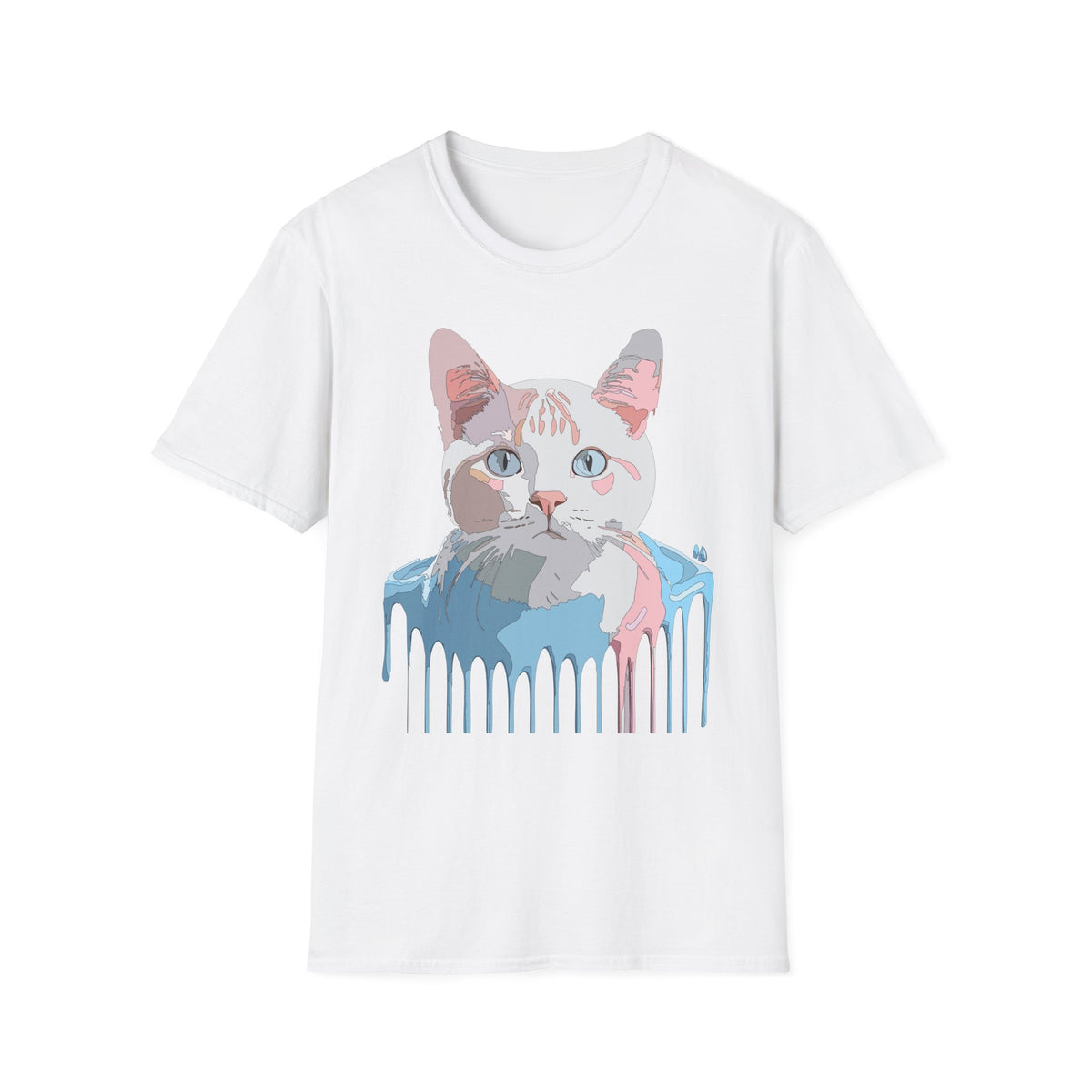 Pastel Cat Portrait T-Shirt | Watercolor Kitty Face Tee