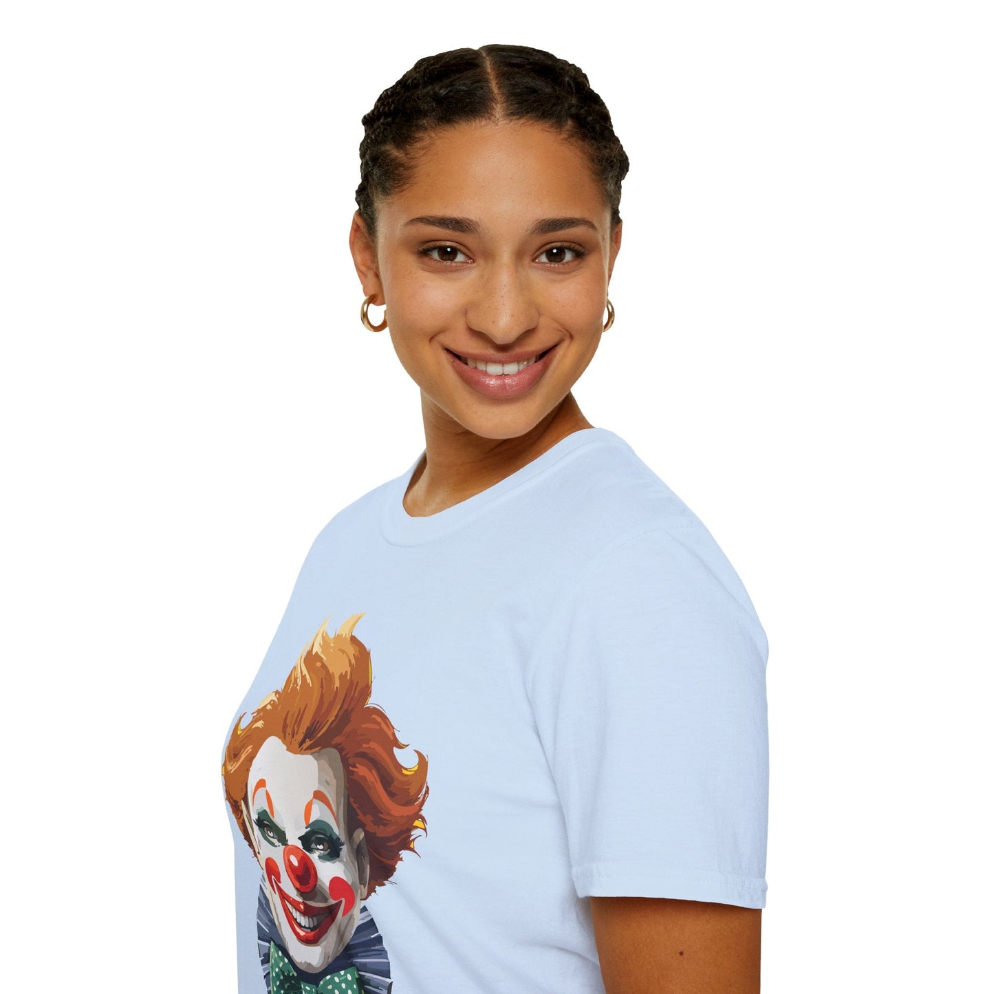 Clown Theme T Shirt Funny Man Circus Scary Man Unisex Gildan Softstyle Graphic Tee Everyday Wear