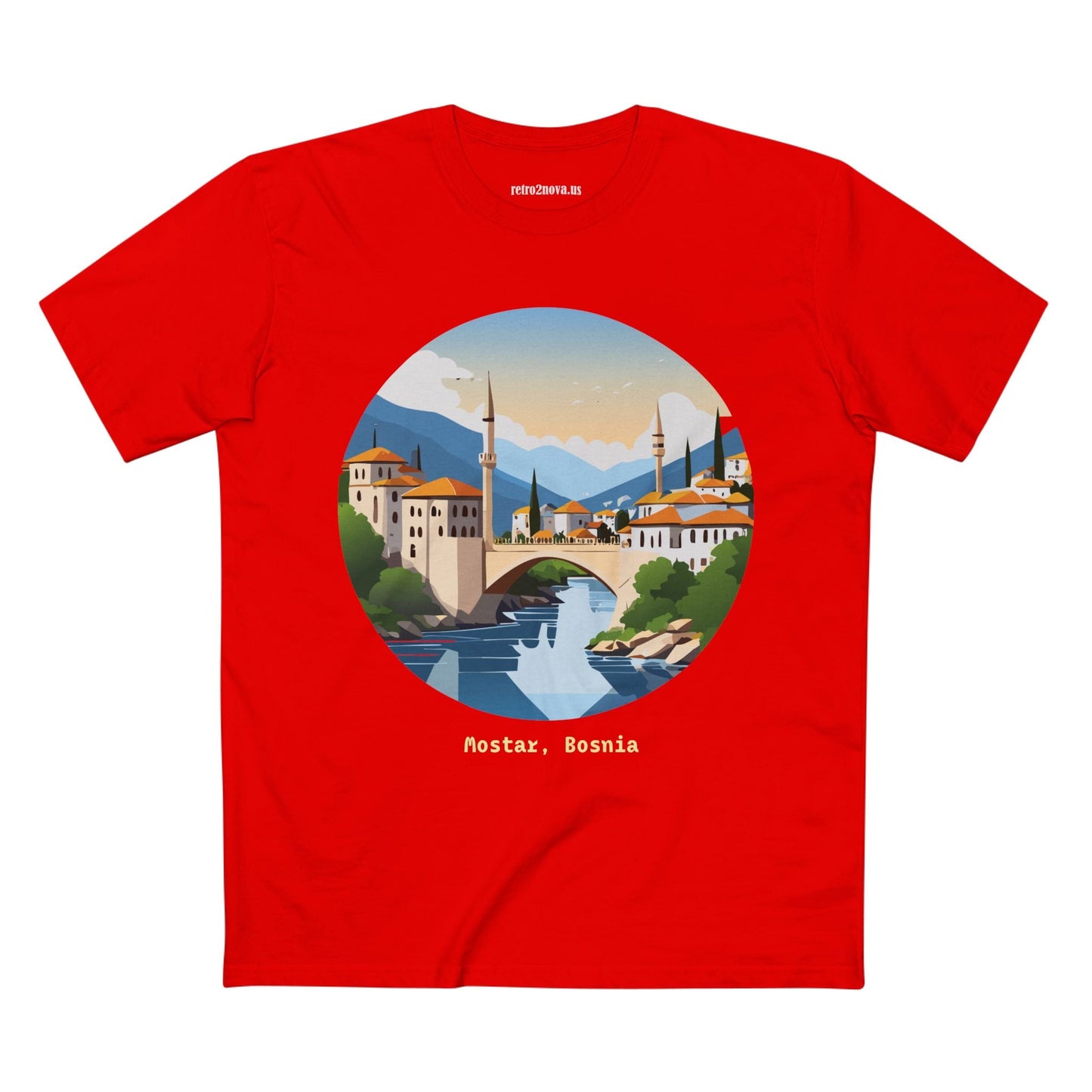 Unisex Travel Shirt Bosnia Edition Tee With Original Art Design By Retro2Nova Premium Cotton