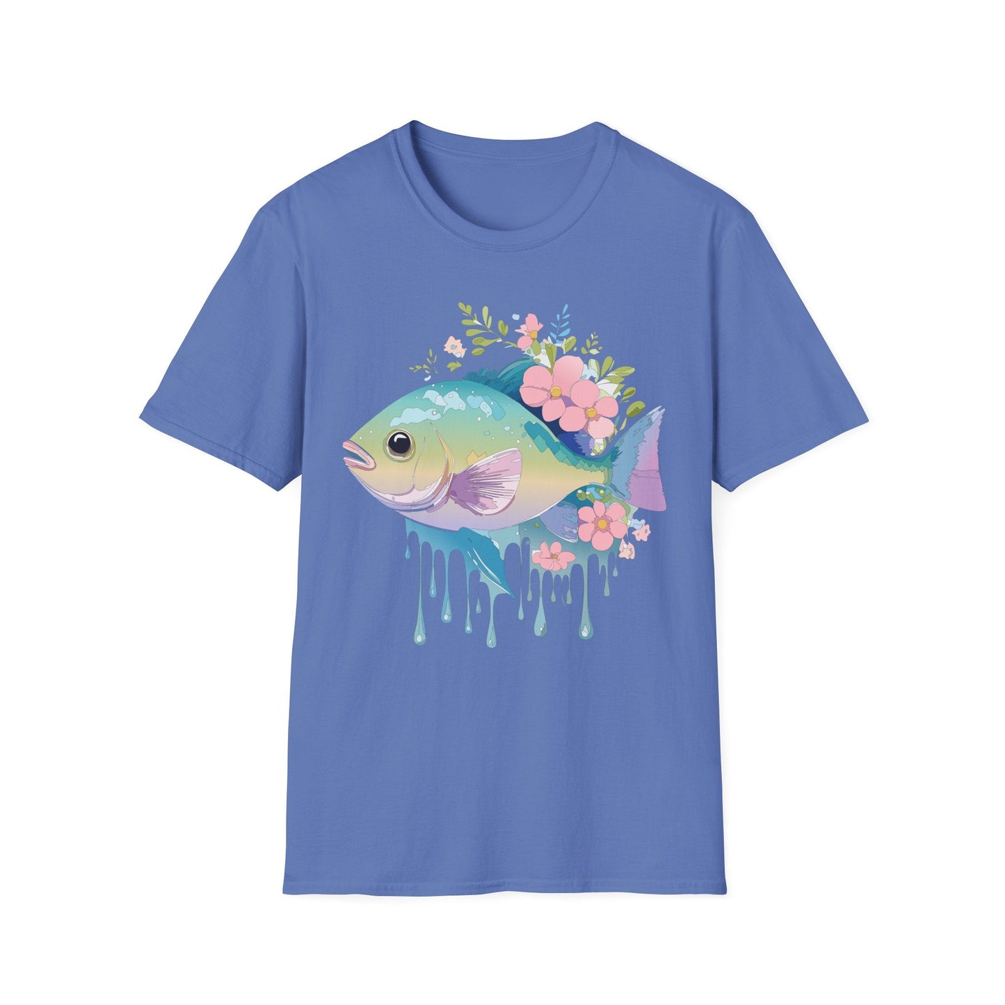 Fish Art Graphic Tee Unisex Gildan Softstyle 64000 100 Percent Ring Spun Cotton Comfortable Tee