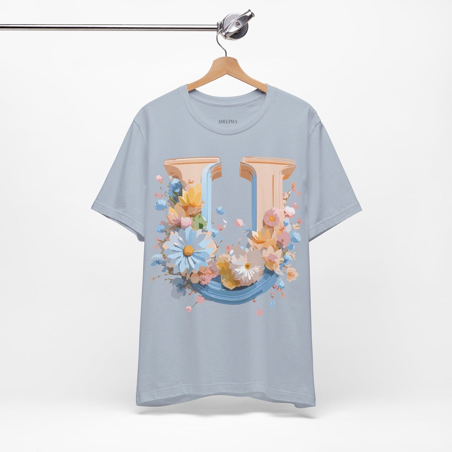 Letter U Shirt Unisex Graphic Tee By Adelpha Vintage Inspired Short Sleeve Art Design