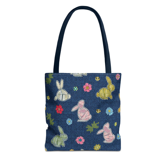 Easter Graphic Design Denim Fabric Imitation Print Unisex Canvas Bag Poly Spun 3 Sizes Tote Bag 204-7