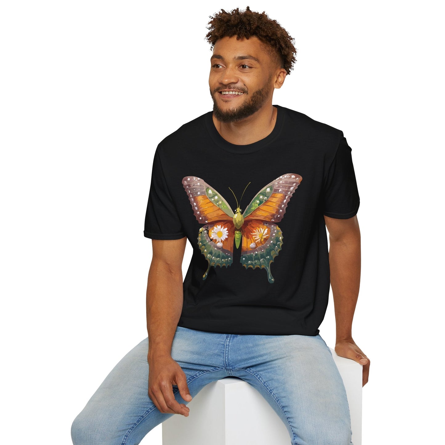 Butterfly T Shirt Unisex Monarch Shirt Gildan Softstyle 64000 100 Percent Ring Spun Cotton