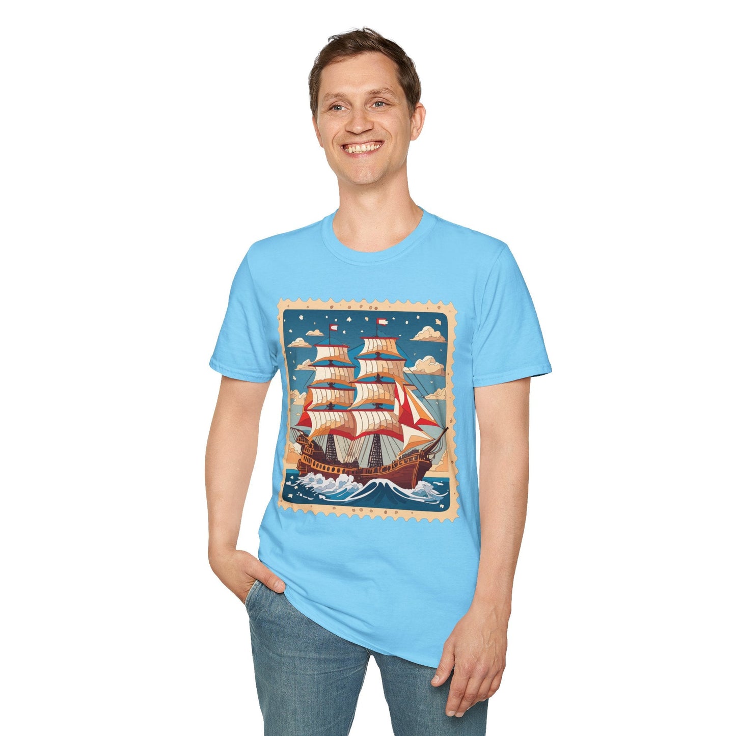 Ship T Shirt Unisex Frigate Vessel Tee Gildan Softstyle 64000 100 Percent Ring Spun Cotton