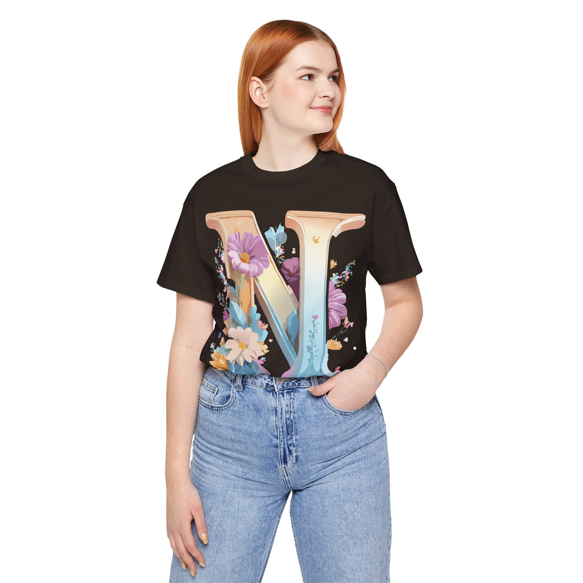 Letter N Graphic Unisex Cotton Bella+Canvas Tee with Art Letter Design