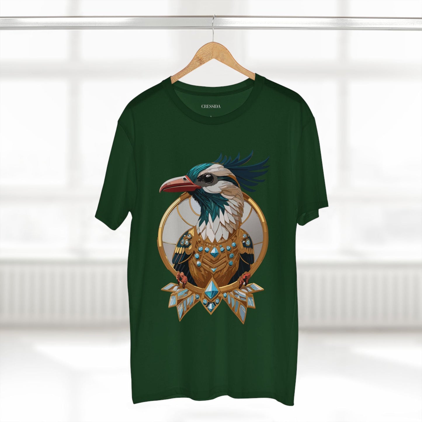 Bird Graphic Unisex 100 Cotton Tee With Unique Animal Golden Medallion Art Design 19