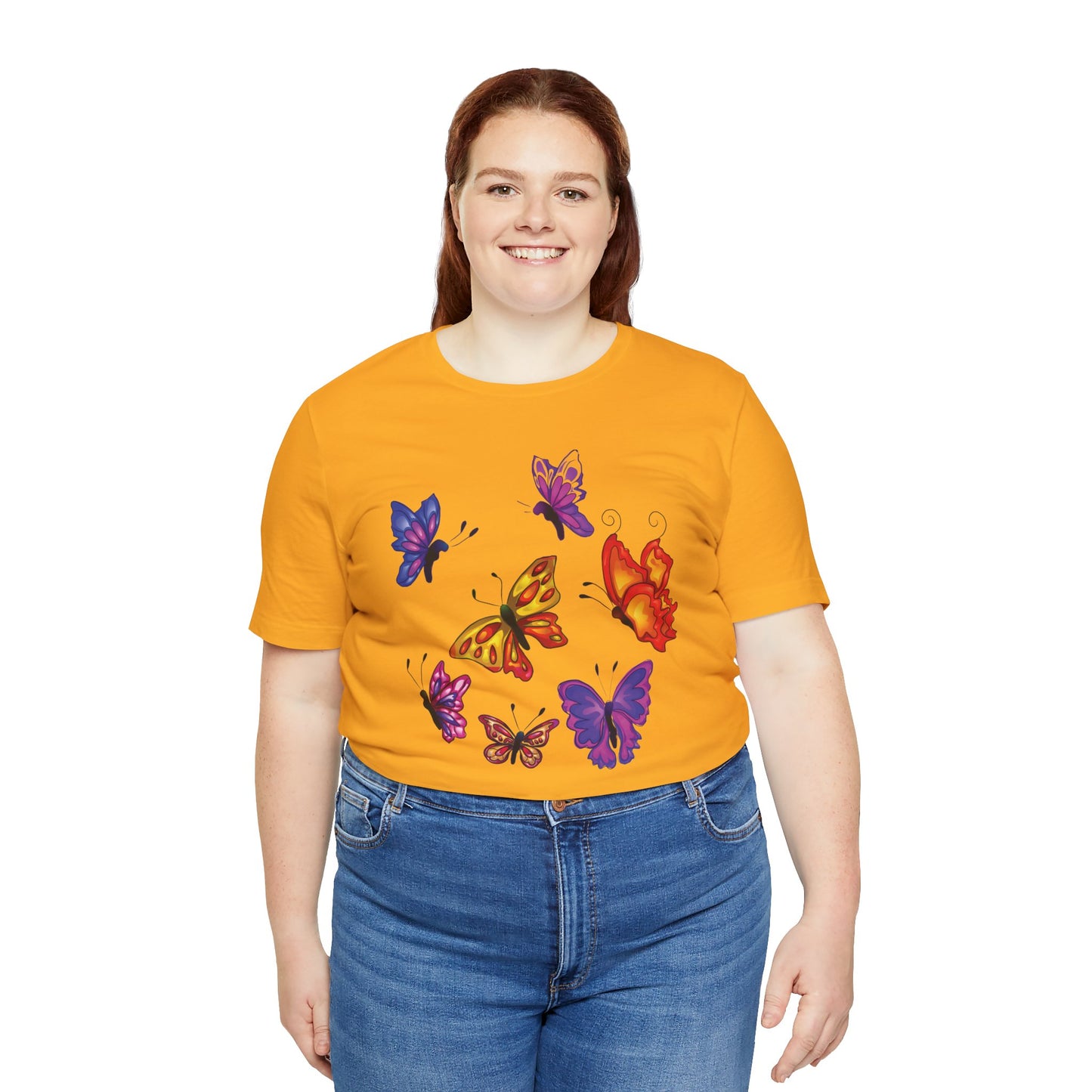 Cotton Tee Shirt with Butterfly Prints