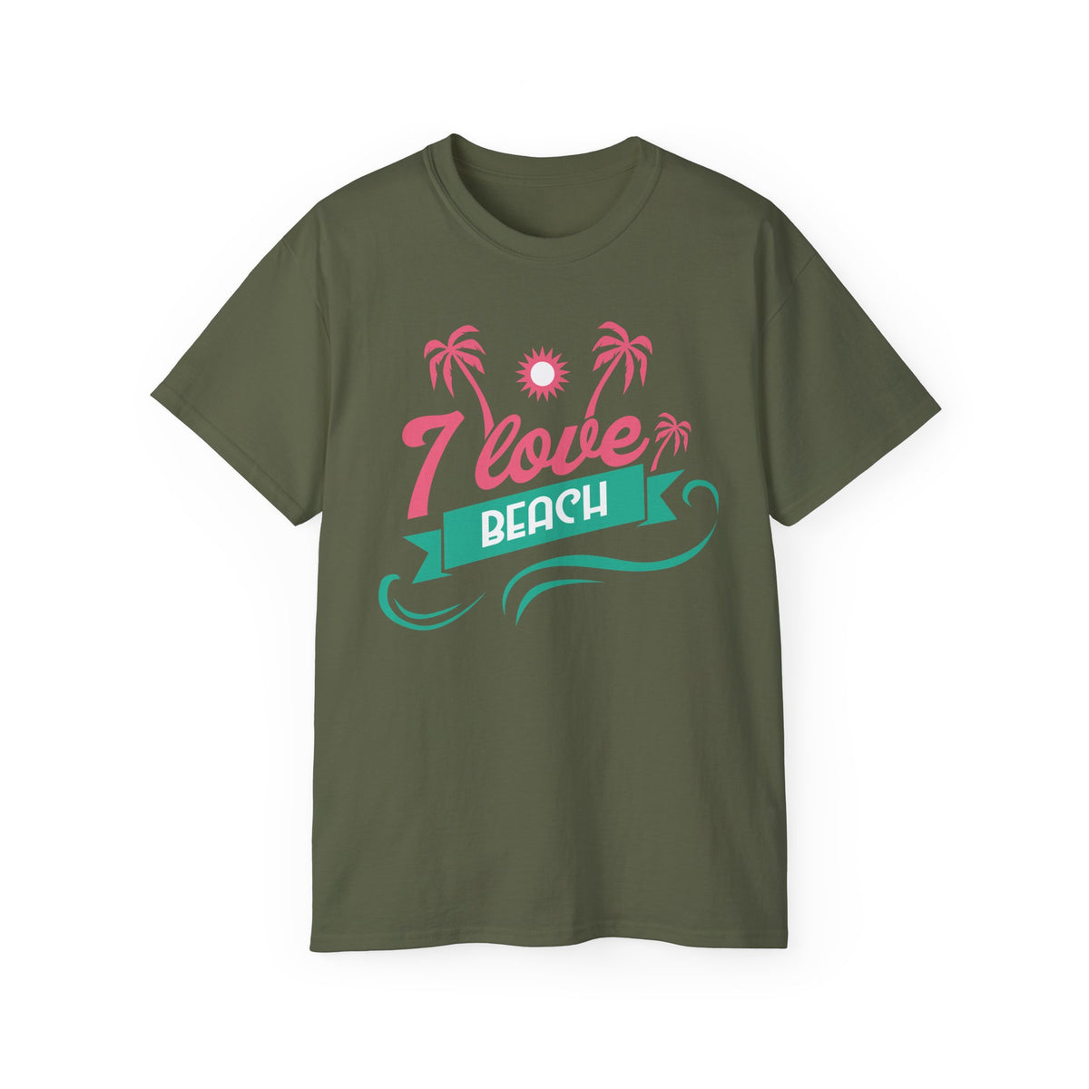 I Love Beach T-Shirt | Palm Trees Sun Waves Graphic Tee