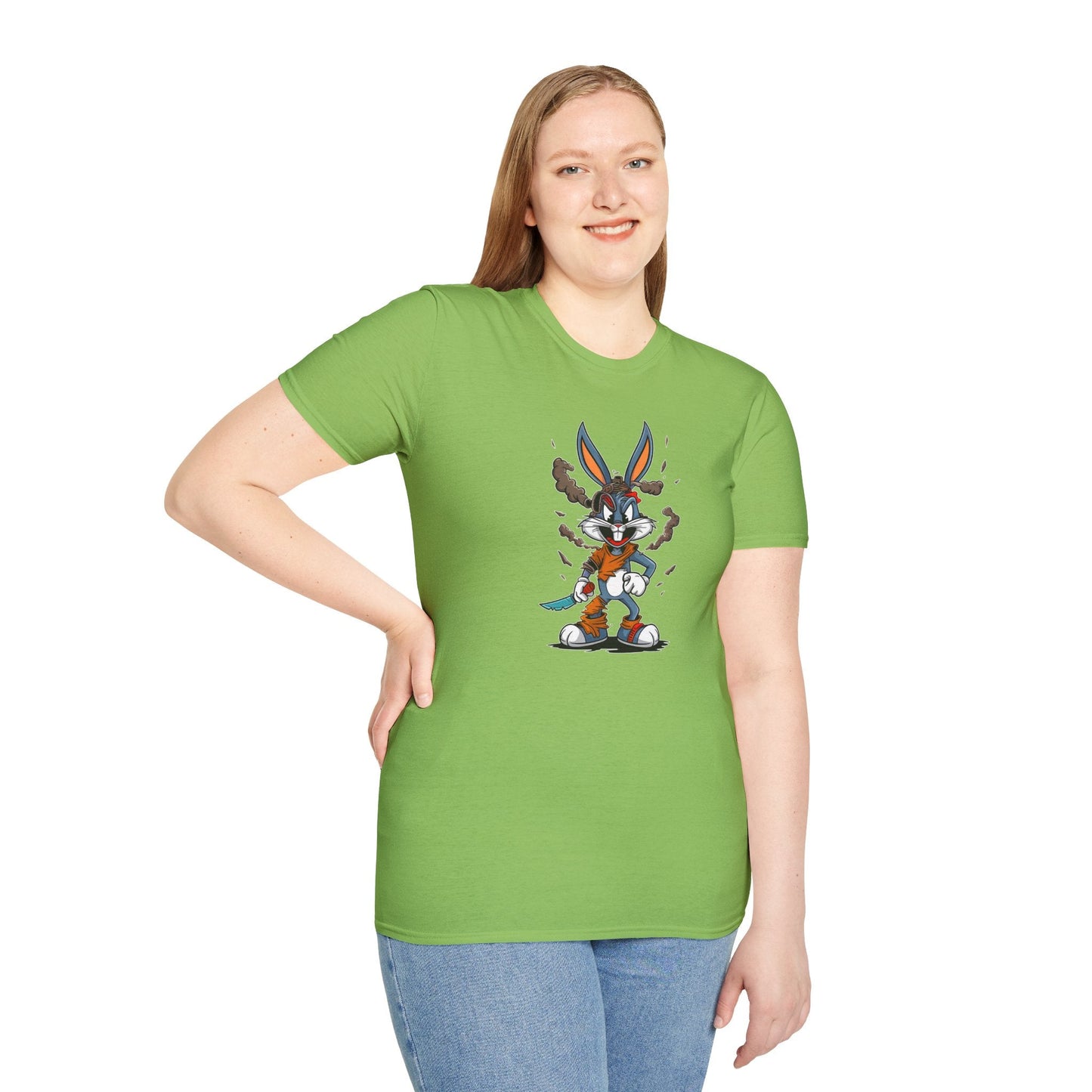 Cartoon Bunny Graphic Unisex Cotton Animal Animation Artwork Design Tee 35