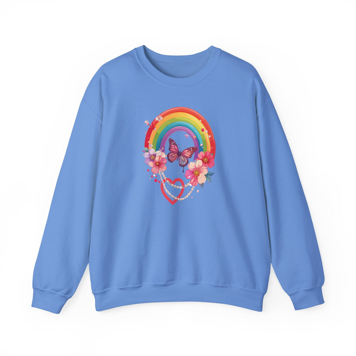 Rainbow Heart Sweatshirt, Floral Heart Sweatshirt, Floral Love Sweatshirt, Valentine's Day Sweatshirt, Rainbow Heart Floral Sweatshirt 106