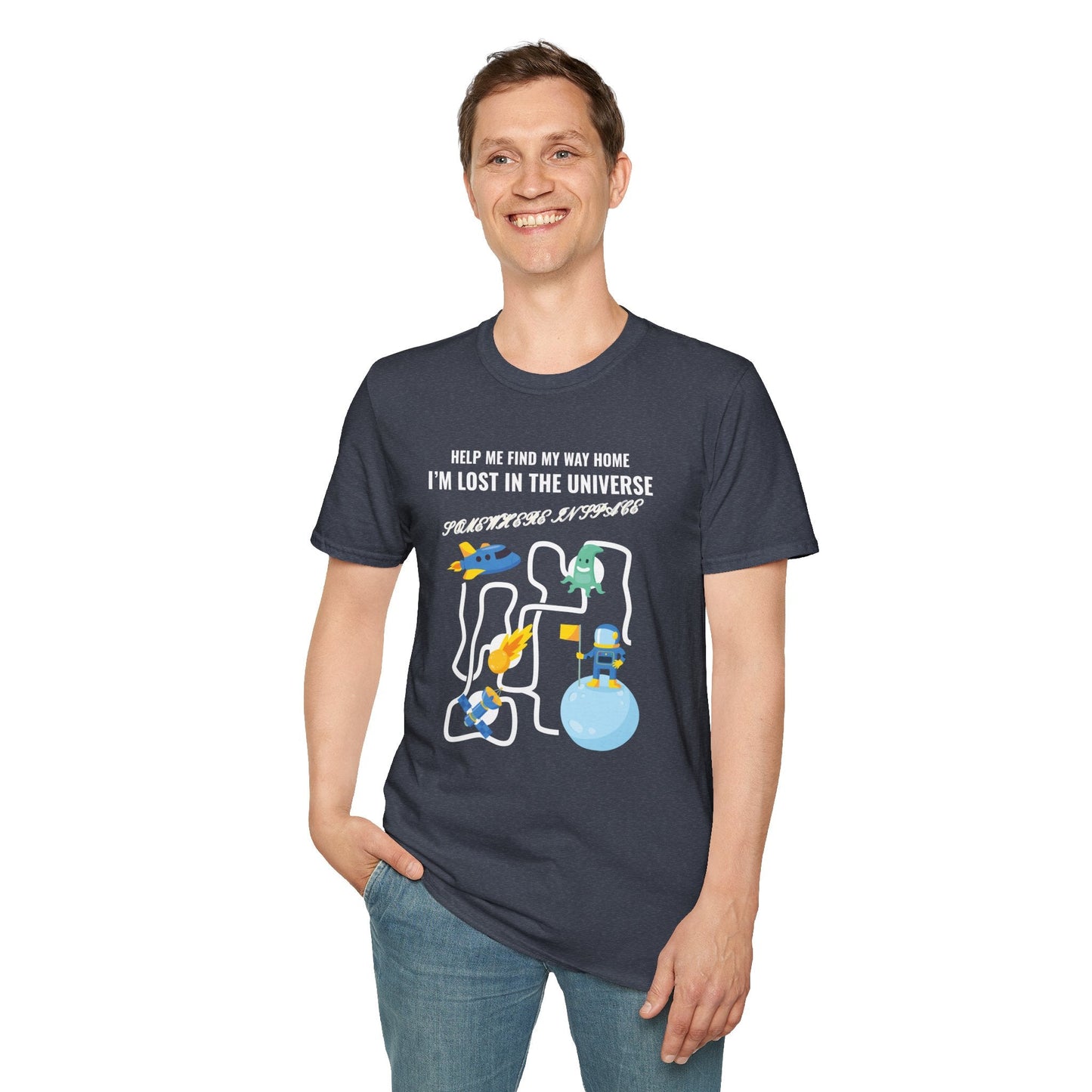 Lost in the Universe TShirt Unisex Cotton Cute Space Maze Graphic Tee