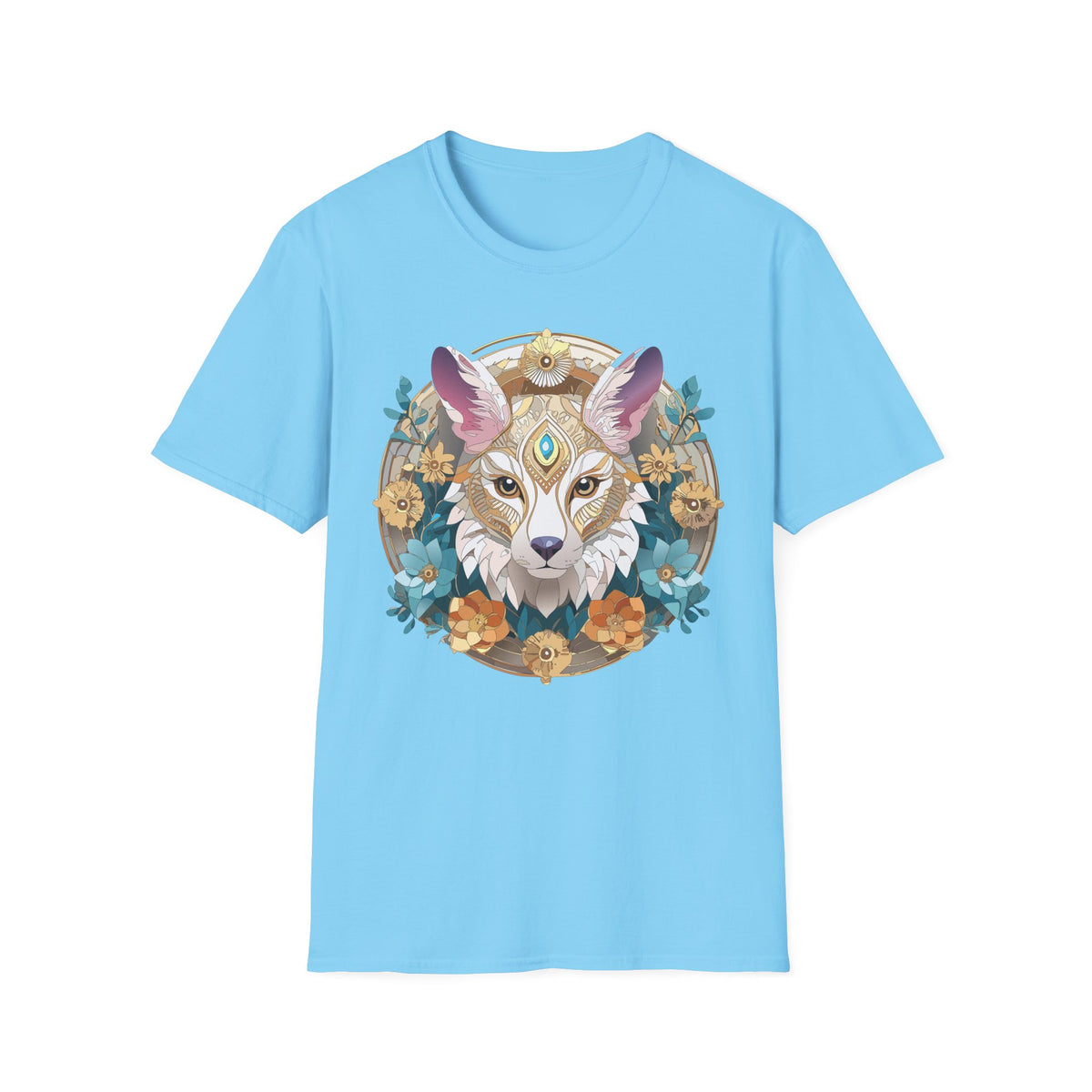 Mystic Fox Mandala T-Shirt | Floral Fox Portrait, Boho Animal Tee