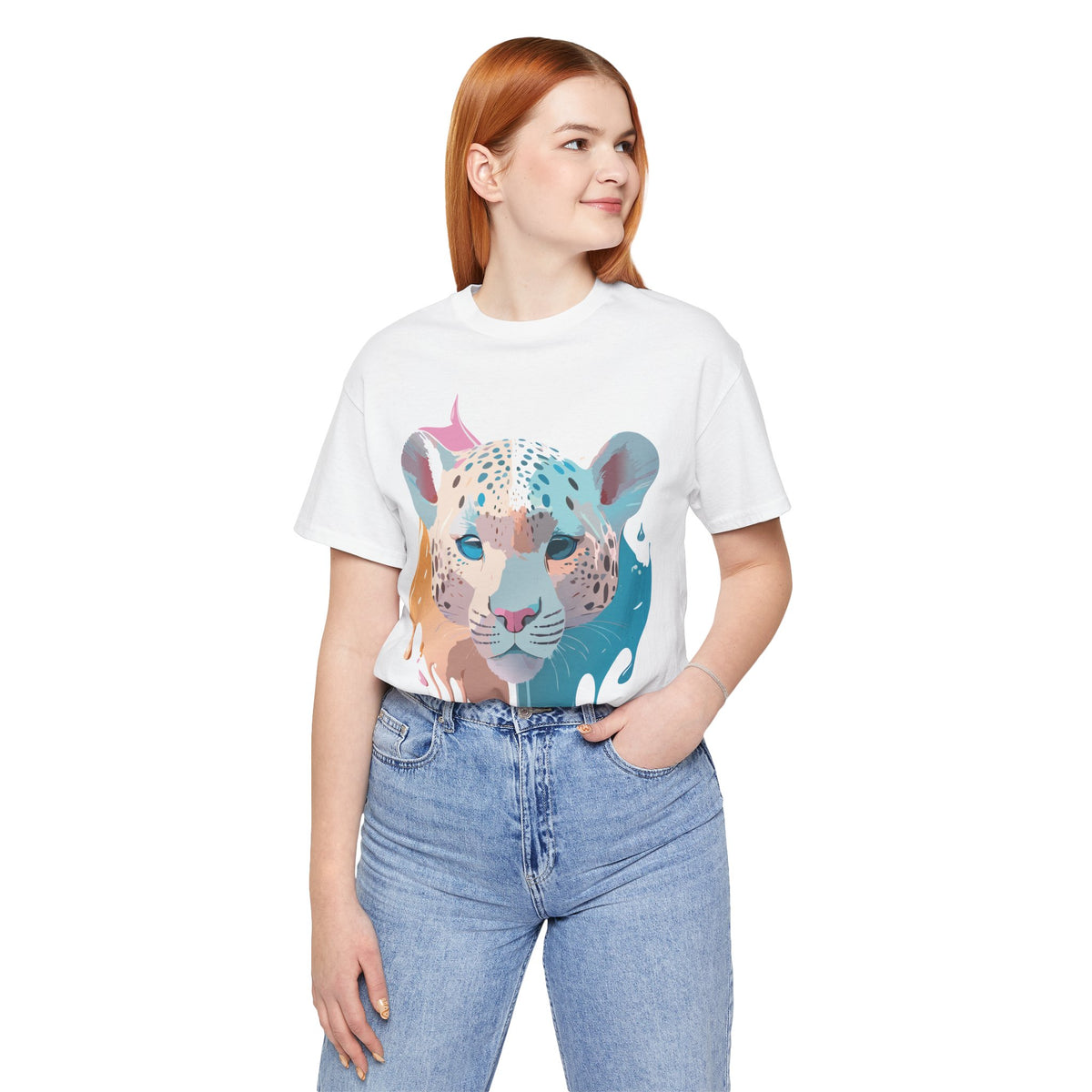 Cheetah Graphic Unisex Cotton Bella+Canvas Tee with Art Animal Design e7
