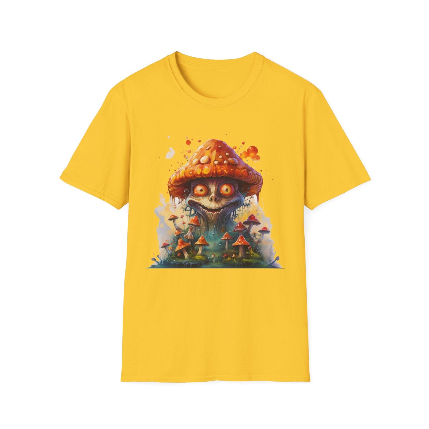 Funny Mashroom Tee Shirt Unisex Softstyle Cotton Art Design with Fungus Graphic Artwork Theme