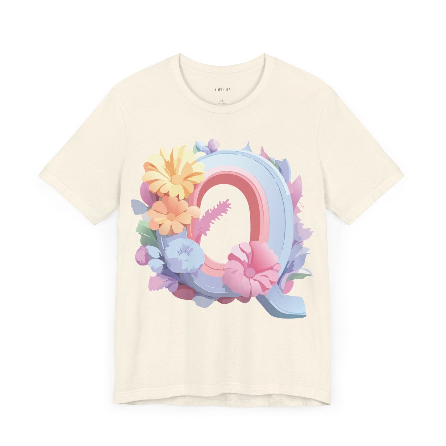 Unisex Letter Q Graphic Tee By Adelpha Vintage Inspired Art Design Short Sleeve Shirt