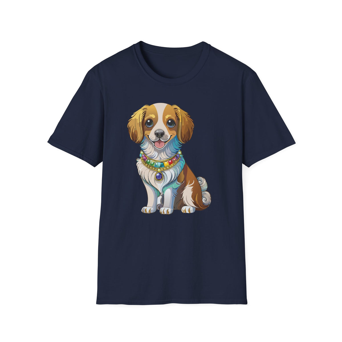Smiling Brown White Dog Portrait T-Shirt | Cute Puppy Illustration