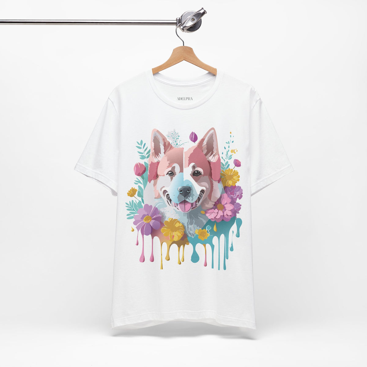 Dog Graphic Unisex Cotton Bella+Canvas Tee with Art Animal Design e115