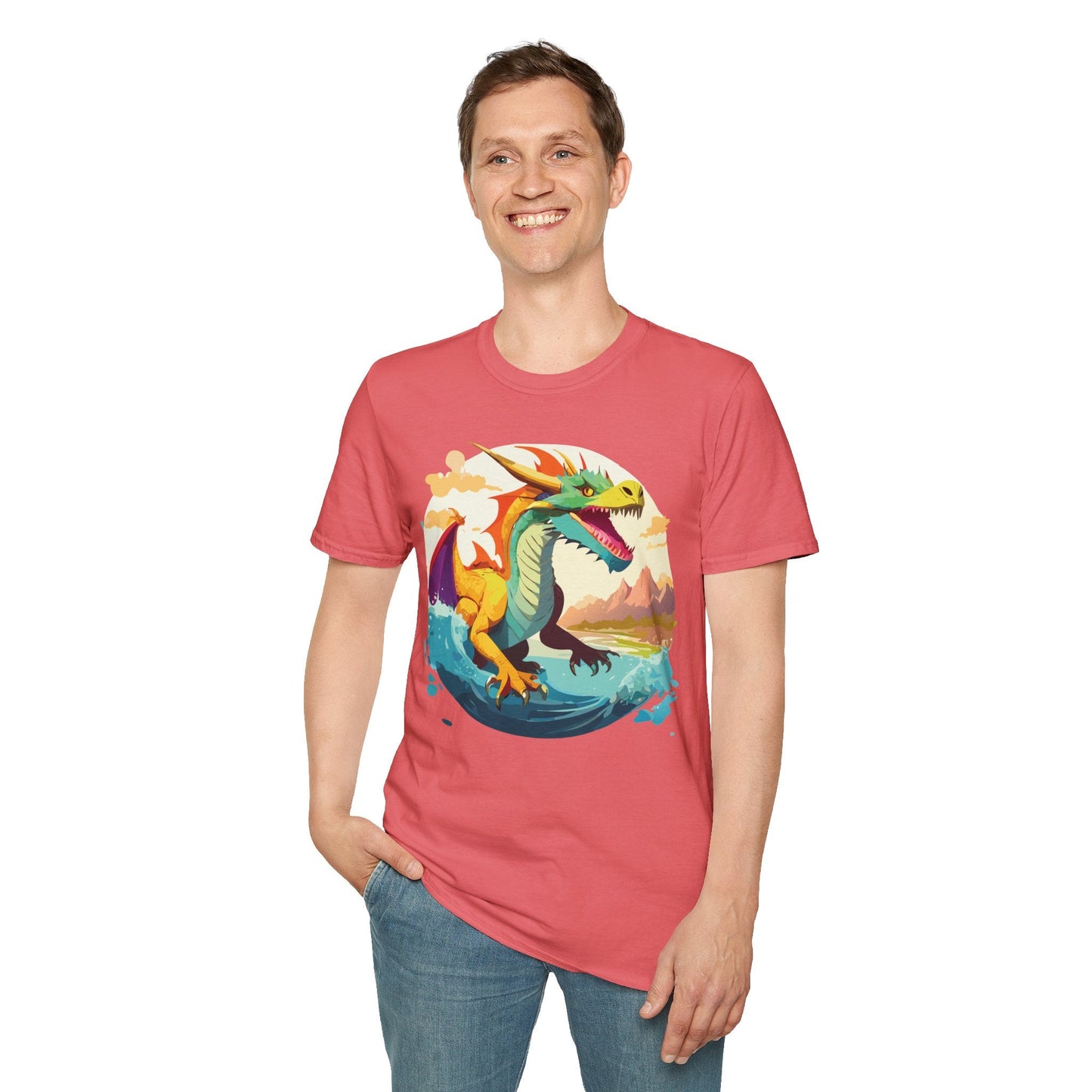 Dragon T Shirt Unisex Animal Print Dragon Shirt Gildan Softstyle Cotton Tee 64000