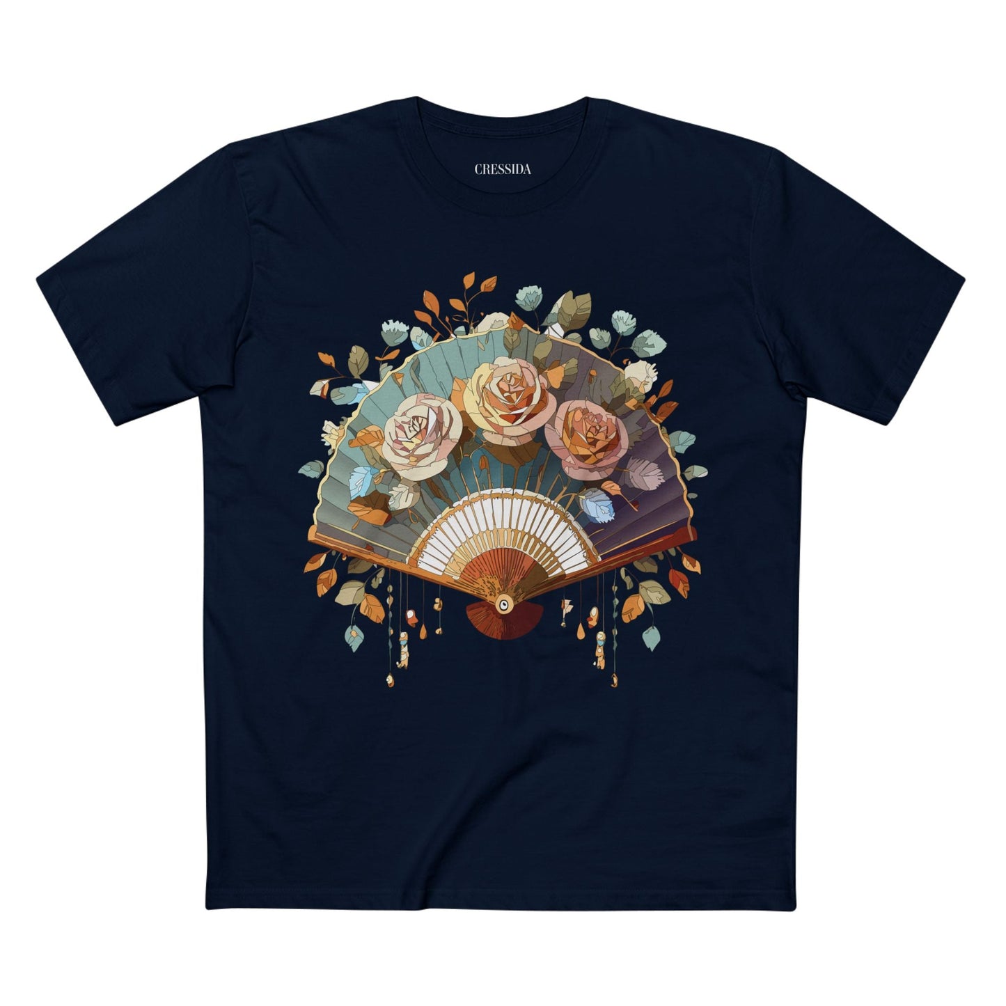 Antique Fan Graphic Design T-Shirt Unisex 100 Cotton Floral Carnival Artwork Tee 5