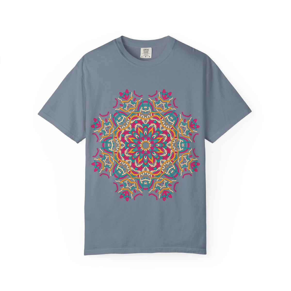 Unisex Garment Dyed Cotton T-Shirt with Mandala Graphic Design