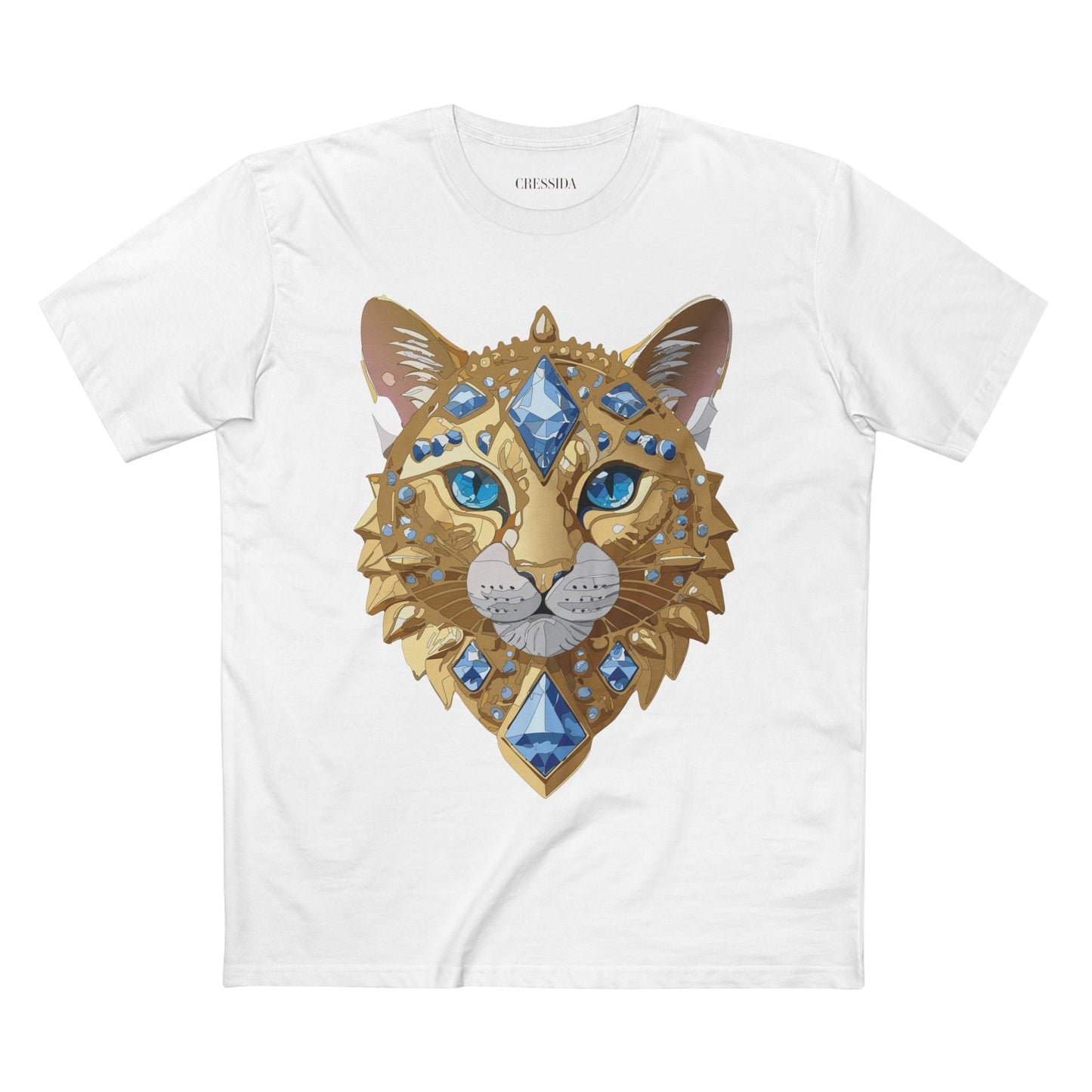 Cat Graphic Unisex 100 Cotton Tee With Unique Animal Golden Medallion Art Design 12