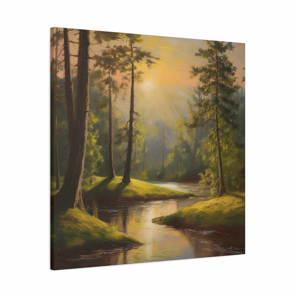 Forest Print Canvas, Trees Oil Paint Print 20x20, 24x24, 30x30, 32x32, 36x36 Art Design Print Pine-Wood Inner Frame MC-68