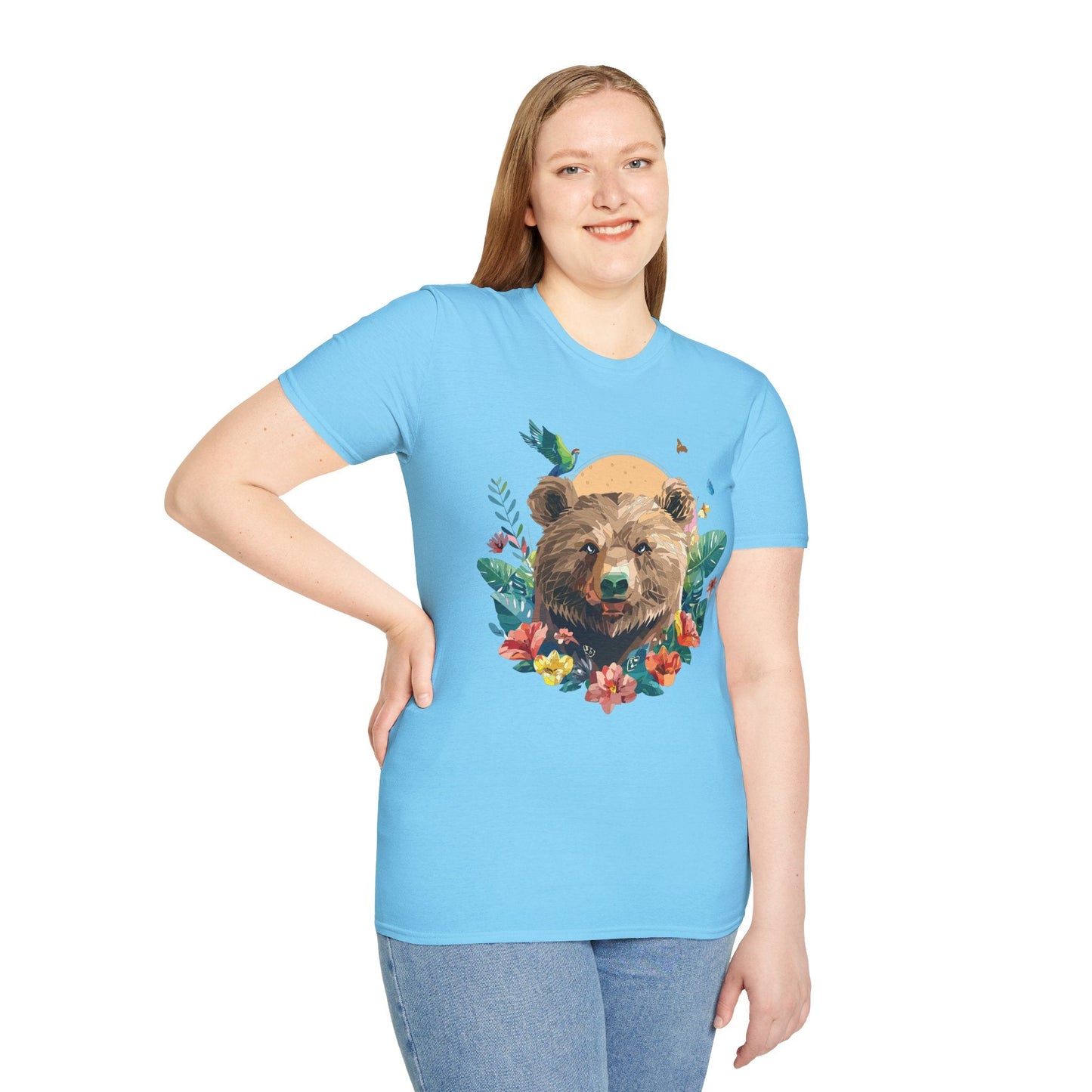 Bear T Shirt Unisex Graphic Tee Bear Lover Gift 100 Percent Ring Spun Cotton Softstyle 64000 Gildan