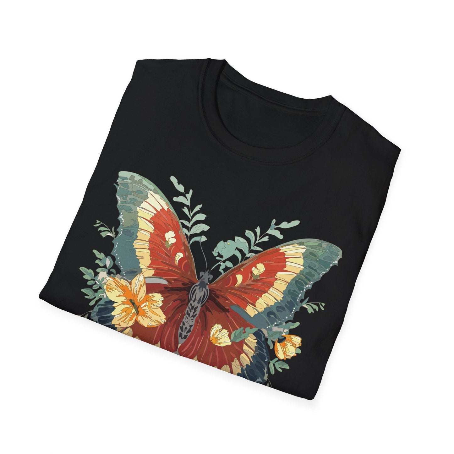 Butterfly T Shirt Unisex Gildan Softstyle 64000 Comfort Monarch Design 100 Percent Cotton