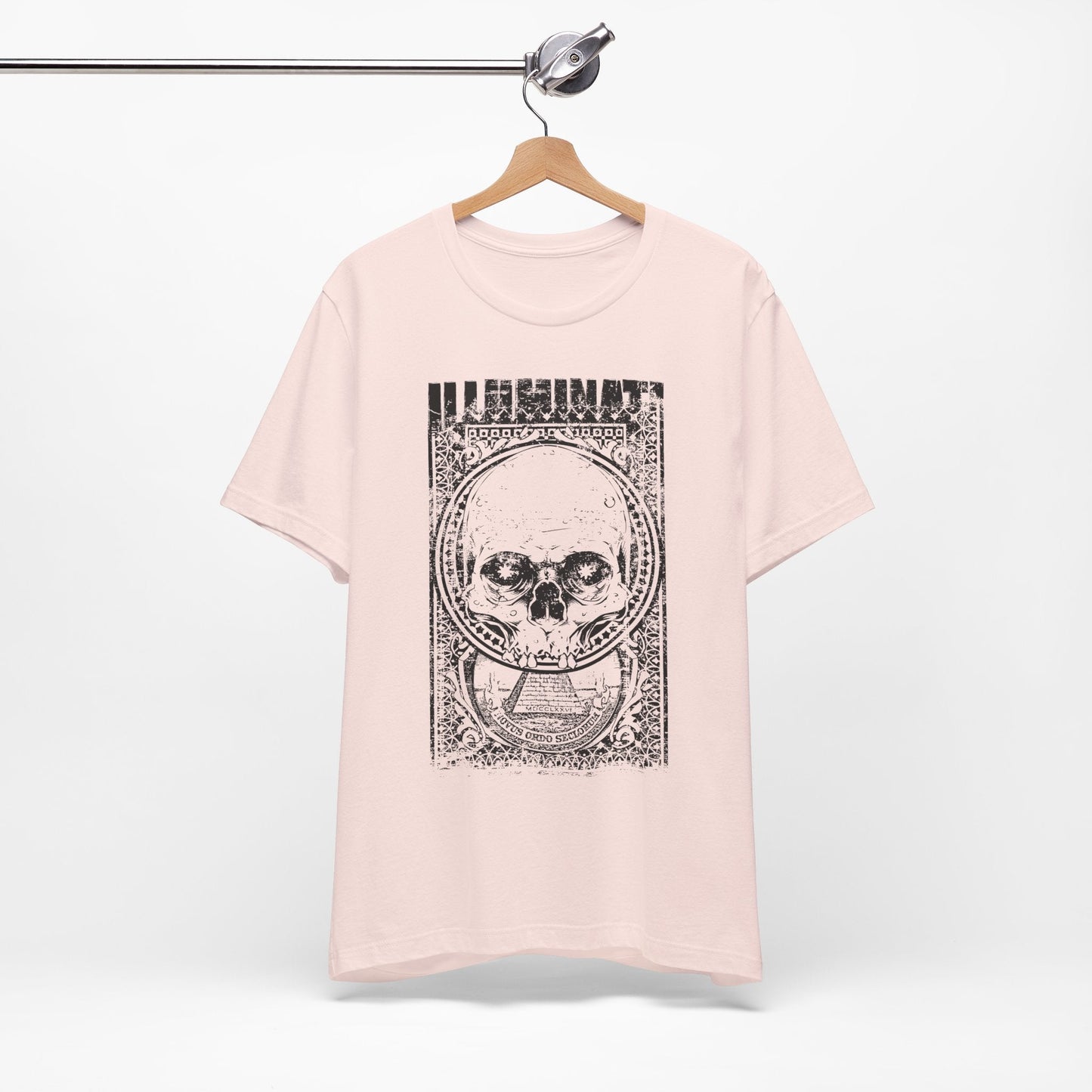 Skull Circle Graphic T-Shirt Vintage Etching Illustration Art Design Tee A-9