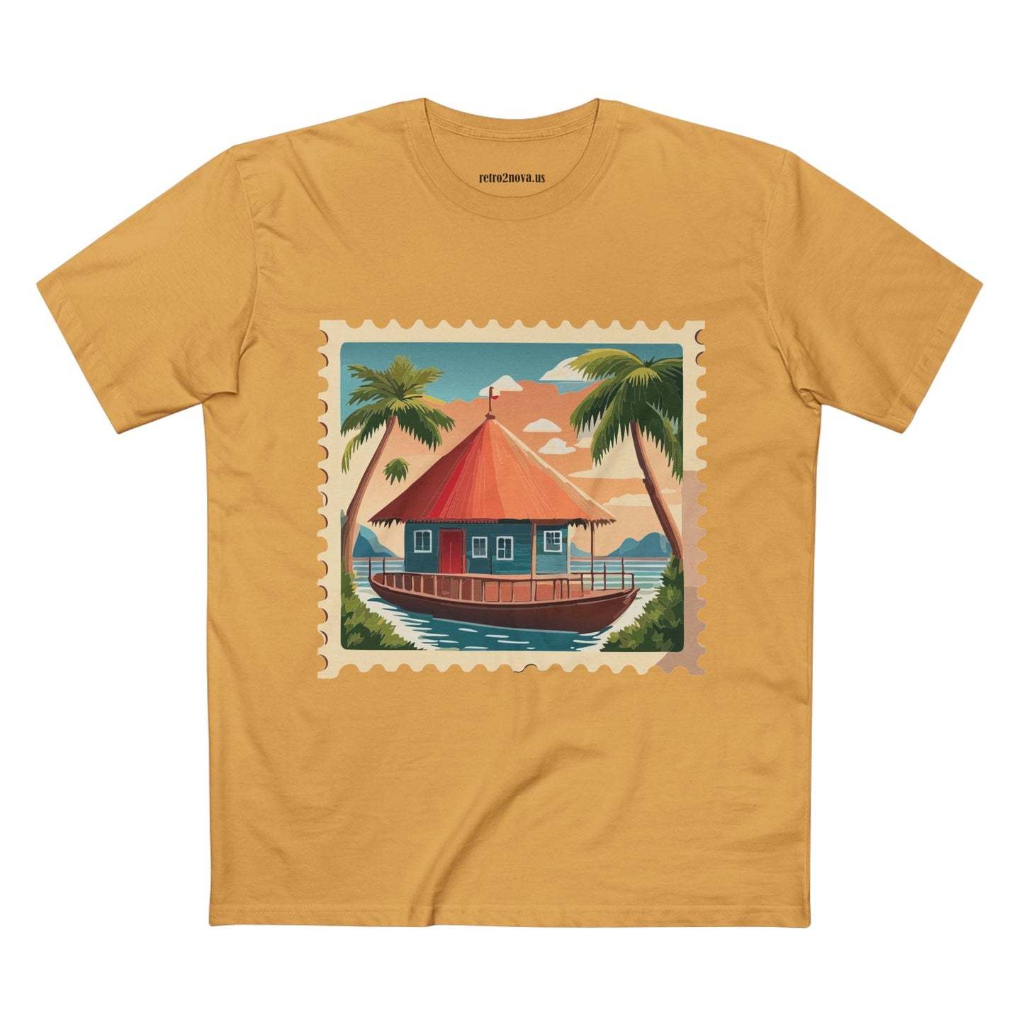 Unisex Postage Stamp Shirt Art Tee Premium Cotton By Retro2Nova Studio Collection