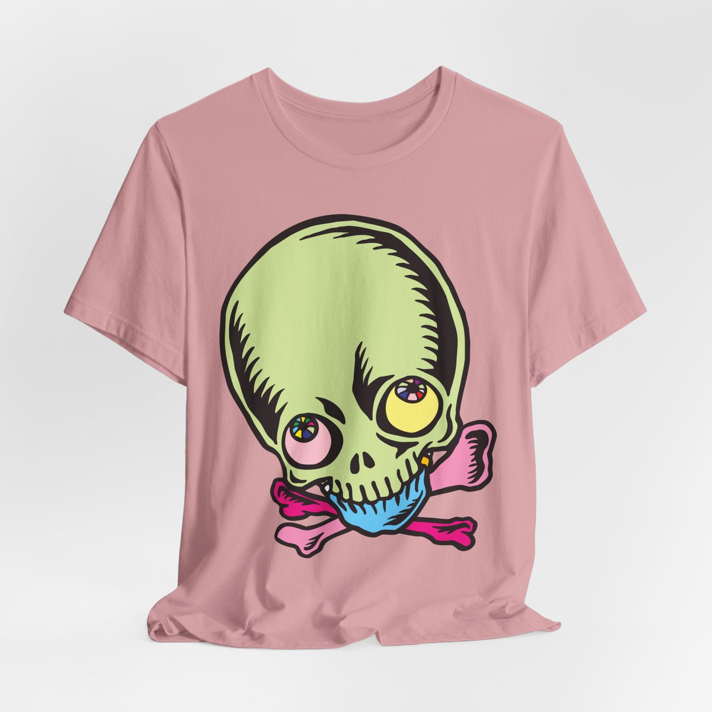 Lt Green Skull Graphic Design Tee, Skull Shirt, Vintage Tees, Art Design T-Shirt, Vintage Graphic Tee, Art Shirts with Skulls