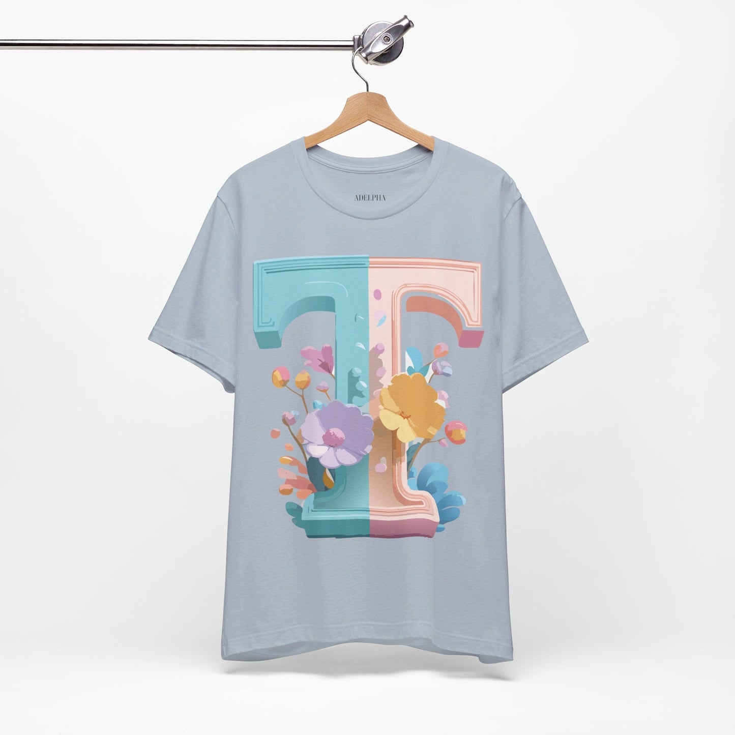 Unisex Short Sleeve Letter T Graphic Featuring Vintage Inspired Artwork