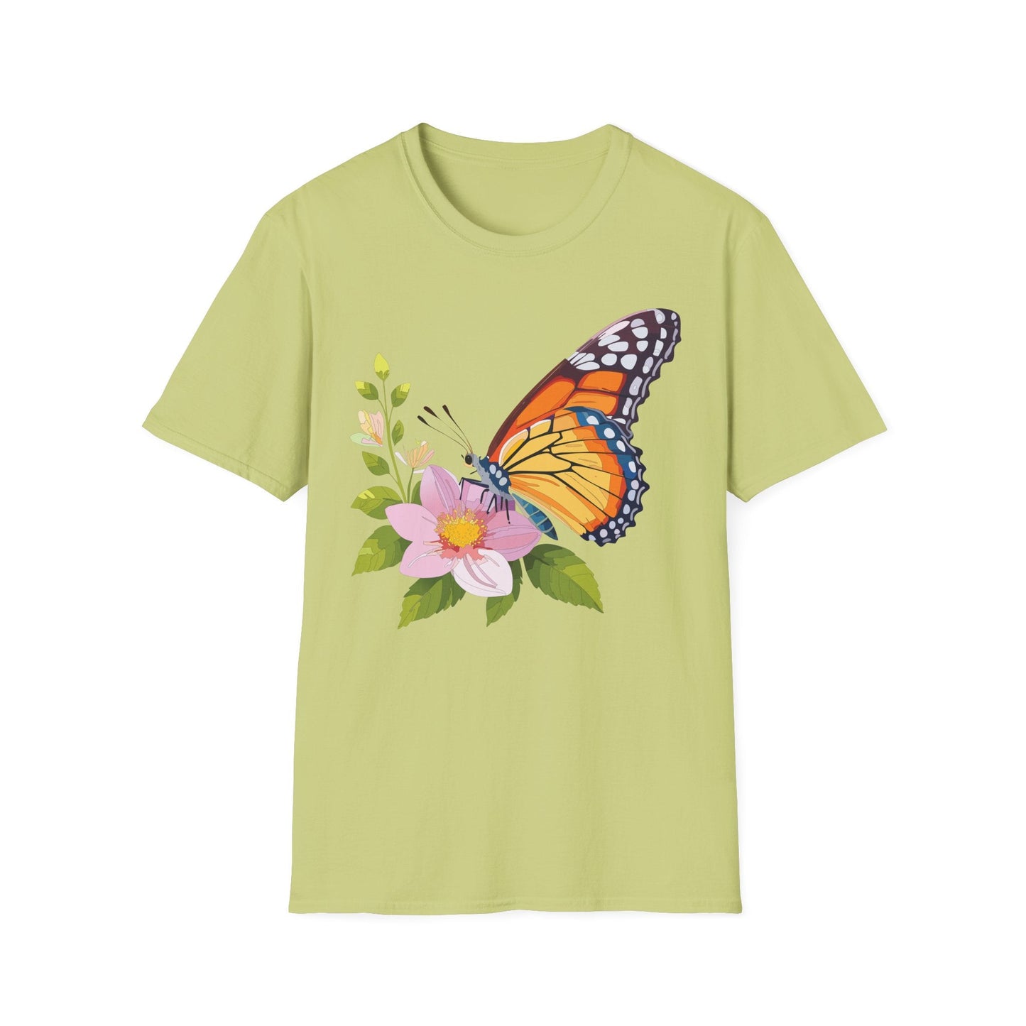 Butterfly T Shirt for Women and Men Monarch Print Softstyle Unisex Gildan 64000 Tee