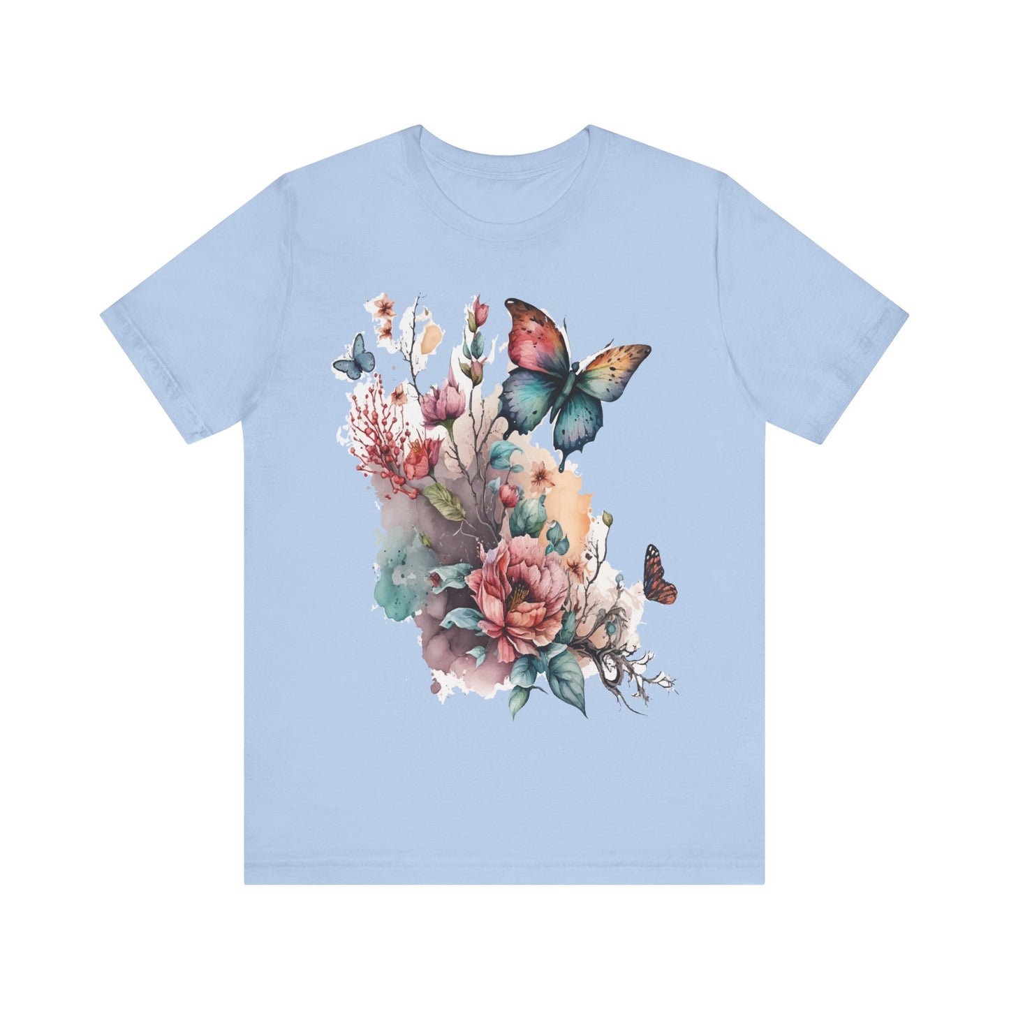 Cotton Tee Shirt with Butterfly Prints