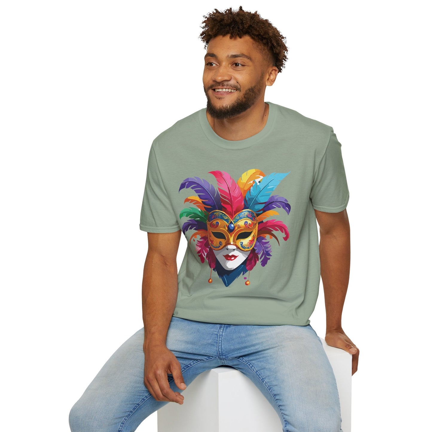 Unisex Mask Tee Shirt Gildan Softstyle 64000 Lightweight Comfortable Masquerade Design Tee