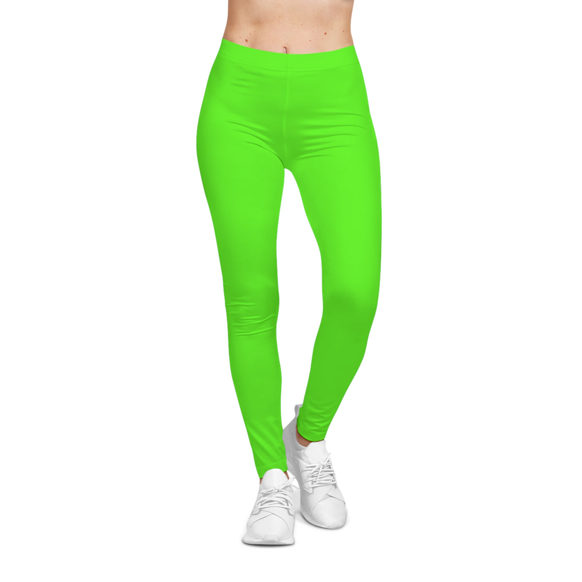 Neon Grass Green Color Women's Poly-Span Casual Leggings XS-2XL