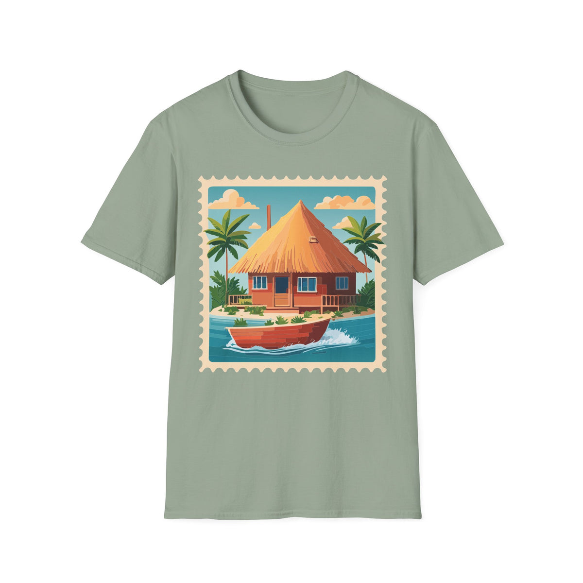 Tropical Tiki Hut T-Shirt | Beach House Palm Tree Illustration