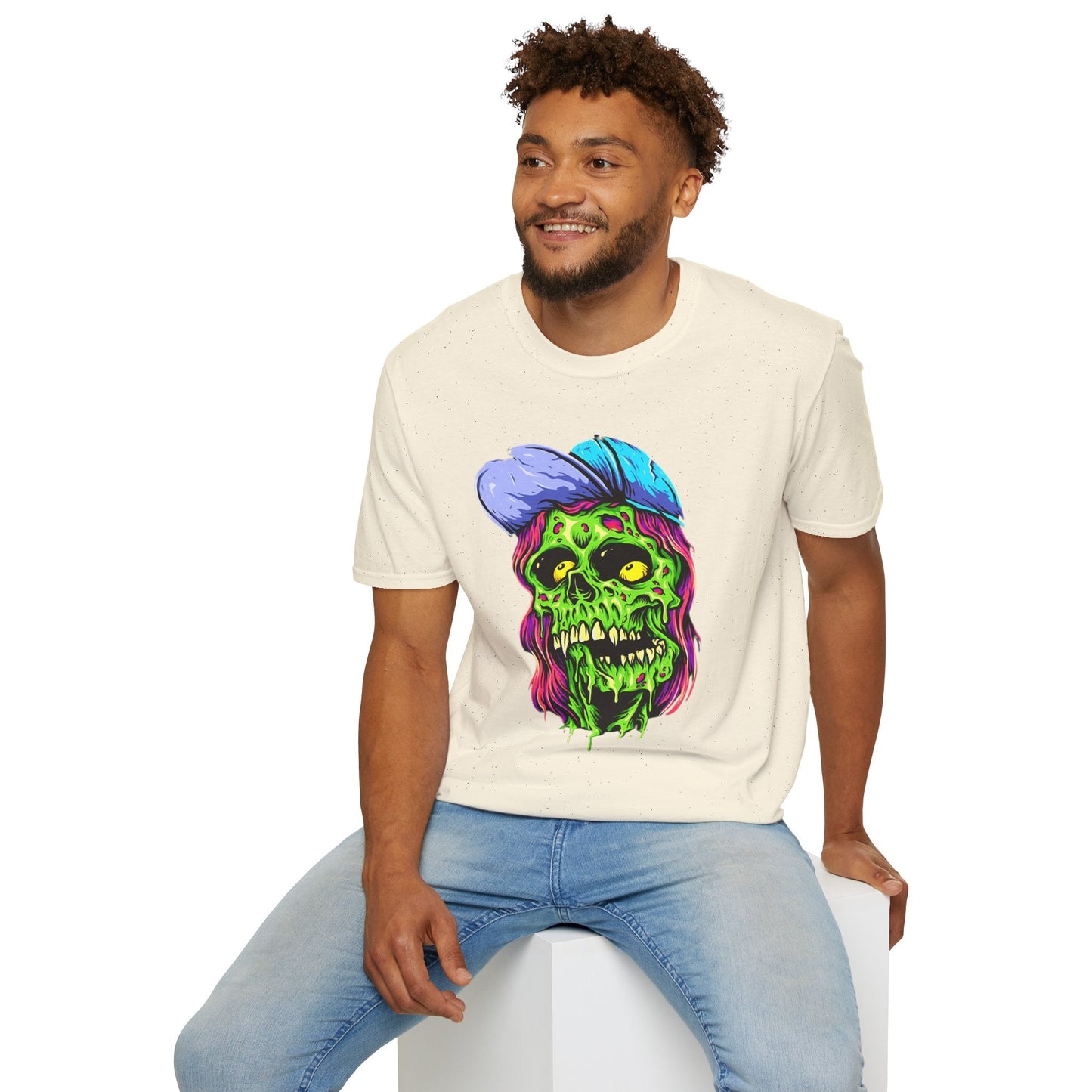 Unisex Skull Tee Shirt With Skeleton Artwork Gildan Softstyle 64000 Ring Spun Cotton