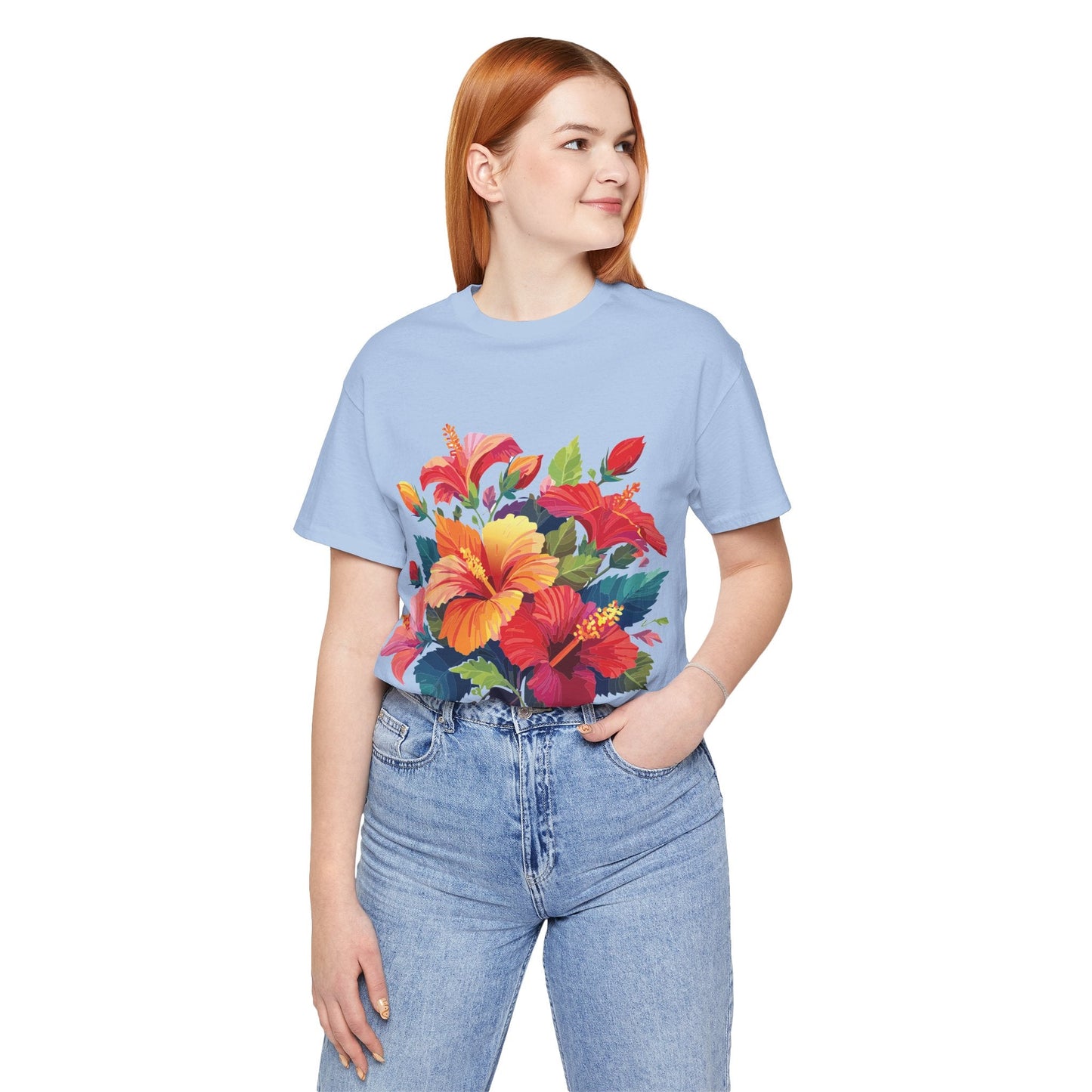 Retro2Nova Floral Shirt Unisex Jersey Short Sleeve Tee From Flowers Collection Bold Vibrant Design