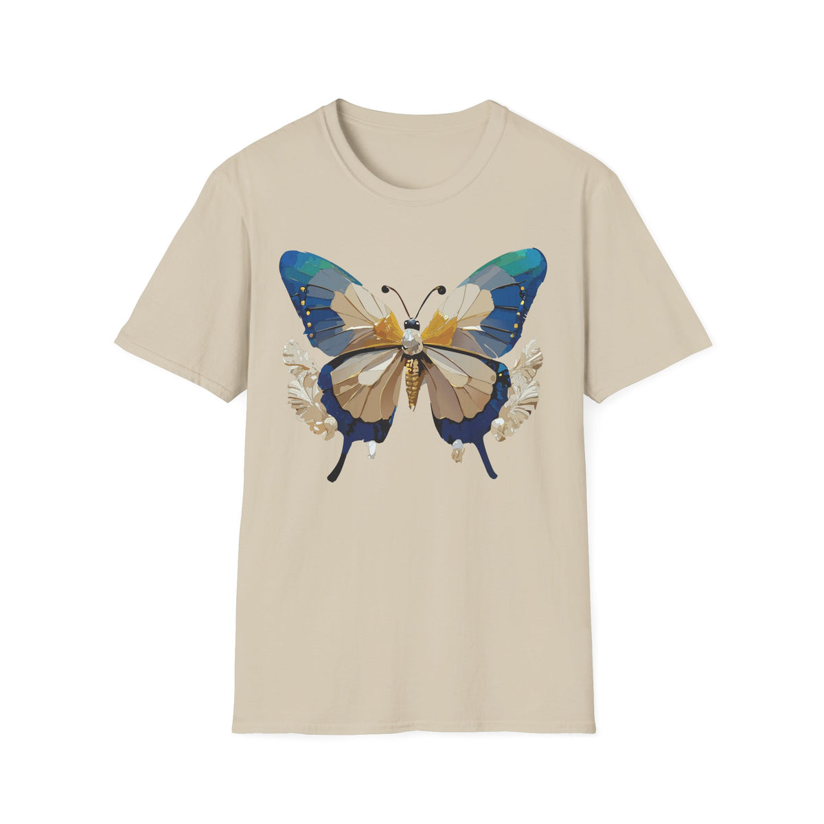 Butterfly Graphic T-Shirt — Earth Tone Floral Wing Design Graphic Tee Unisex 100 Cotton Gildan T-Shirt