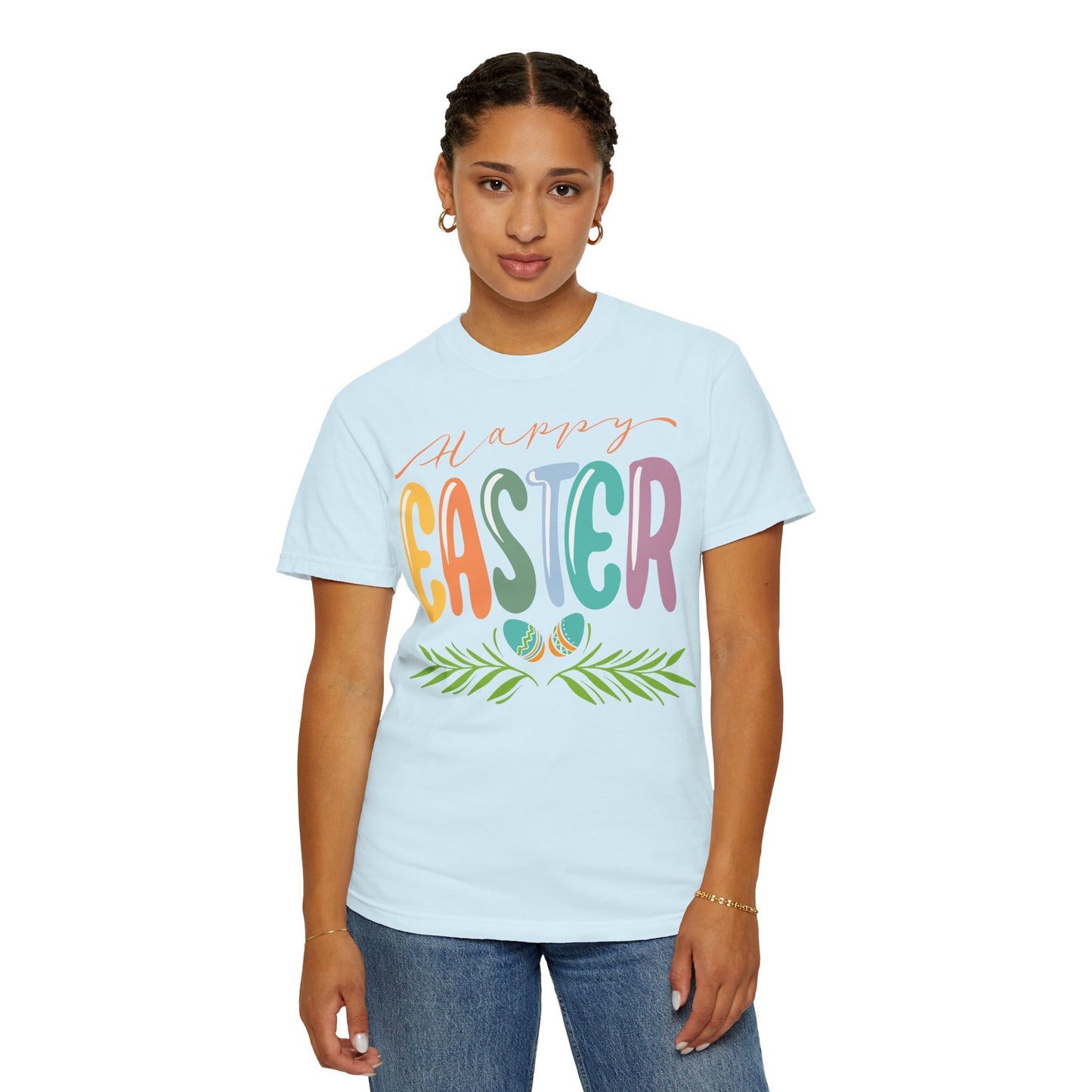 Happy Easter T-Shirt, Tee Shirt with Easter Signature, T Shirt with Easter Prints, Tee Shirt with Easter Design