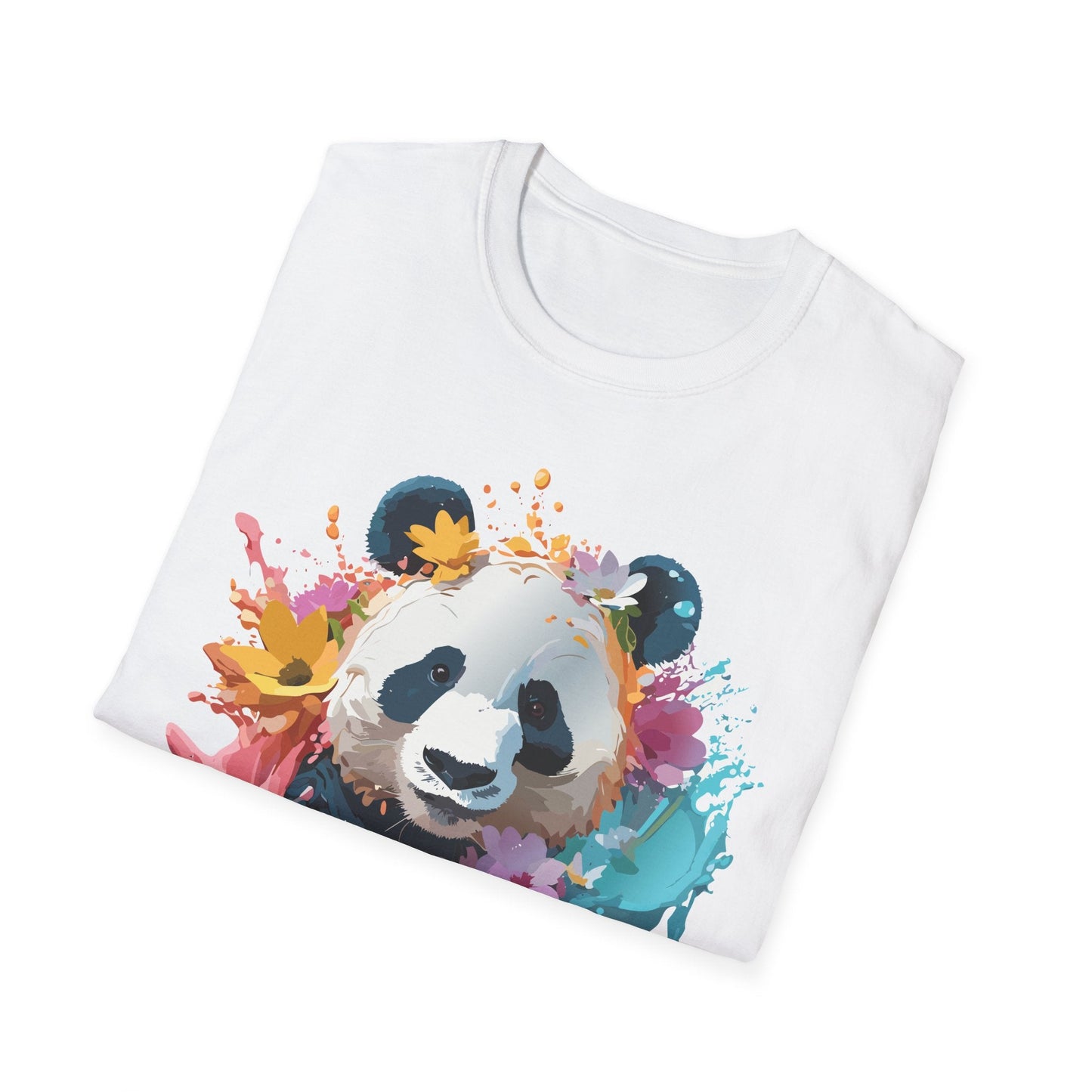 Unisex Panda Shirt Softstyle Tee 100 Percent Ring Spun Cotton Casual Animal Print