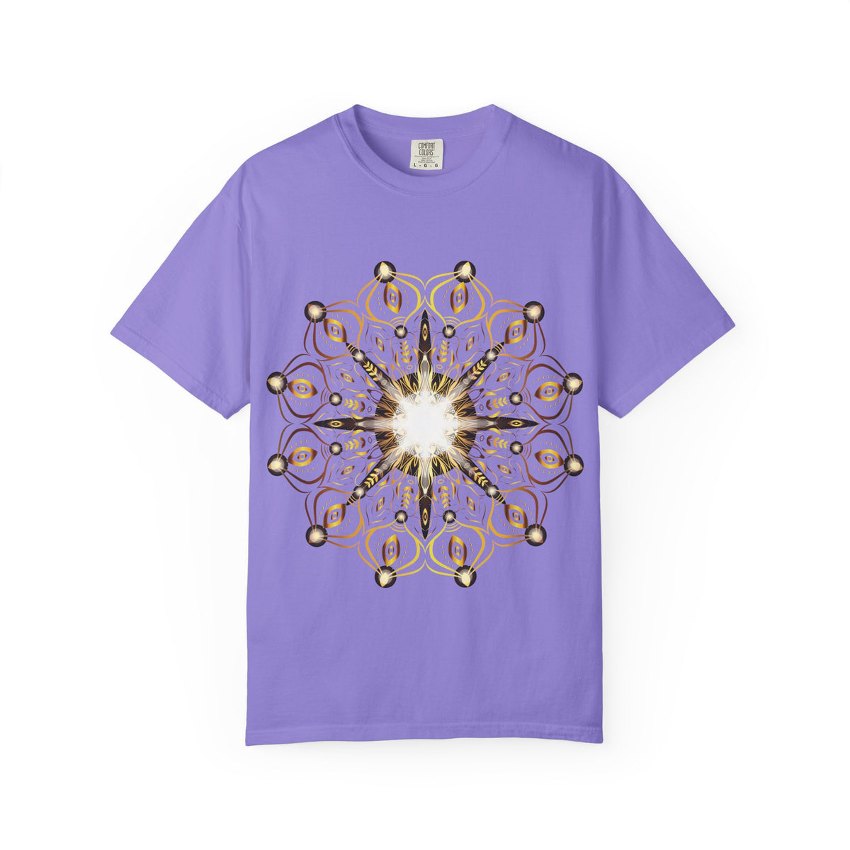 Unisex Garment Dyed Cotton T-Shirt with Mandala Graphic Design